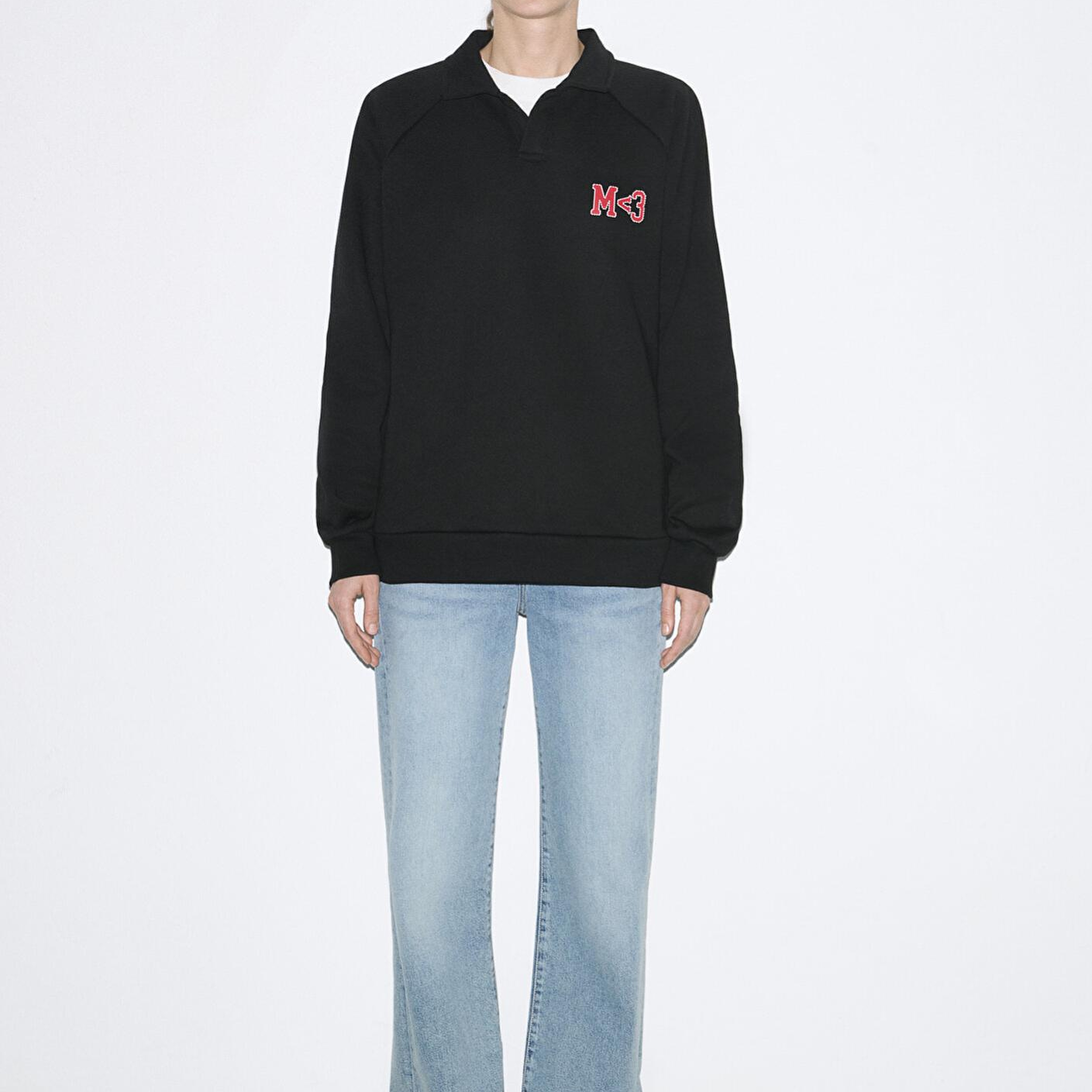 Mavi M Kalp İşlemeli Polo Yaka Siyah  Sweatshirt 0S10578-900