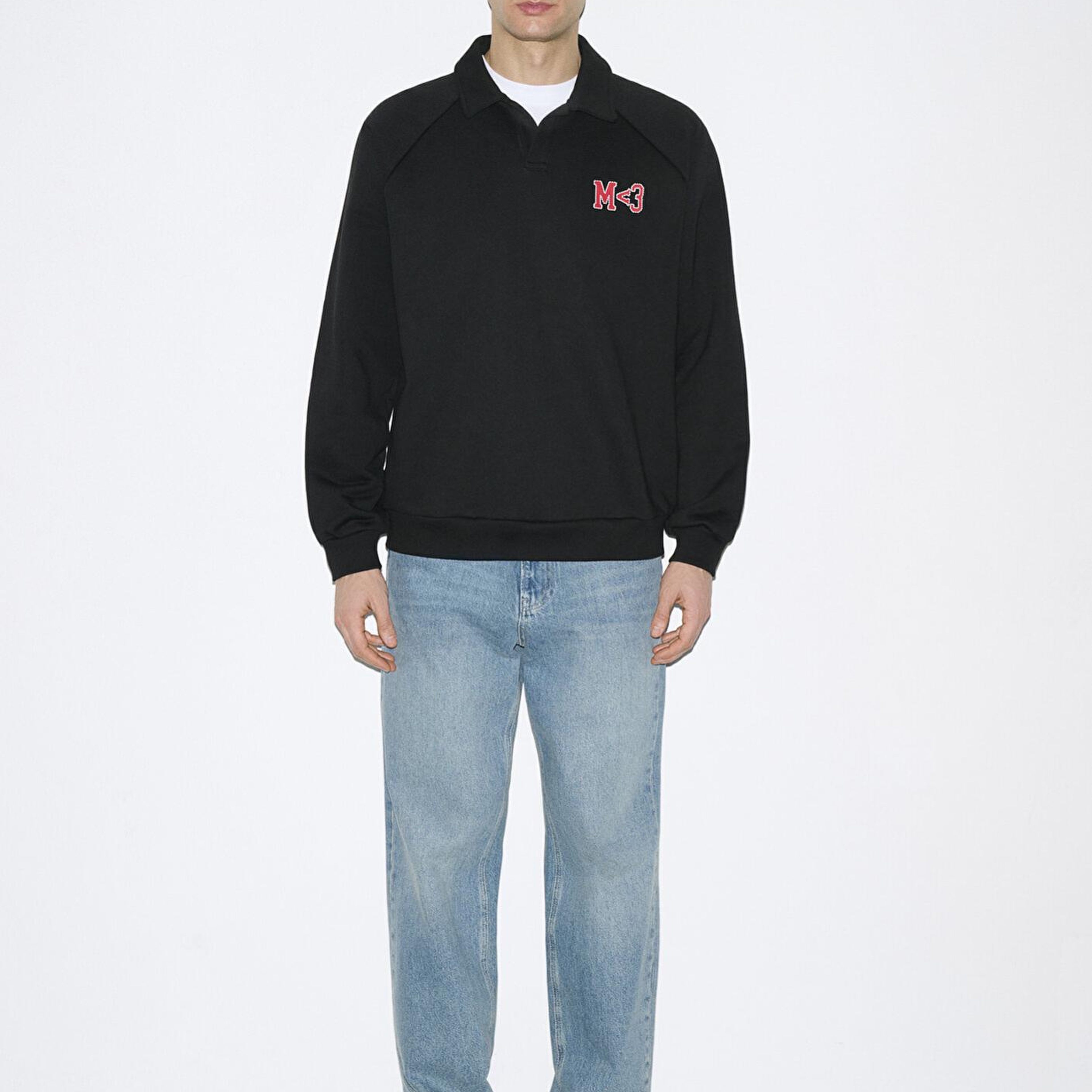 Mavi M Kalp İşlemeli Polo Yaka Siyah  Sweatshirt 0S10578-900