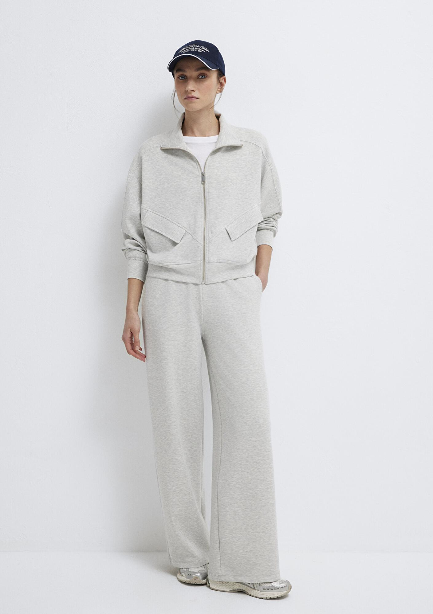 Mavi Geniş Paça Gri Eşofman Altı 1011177-83096