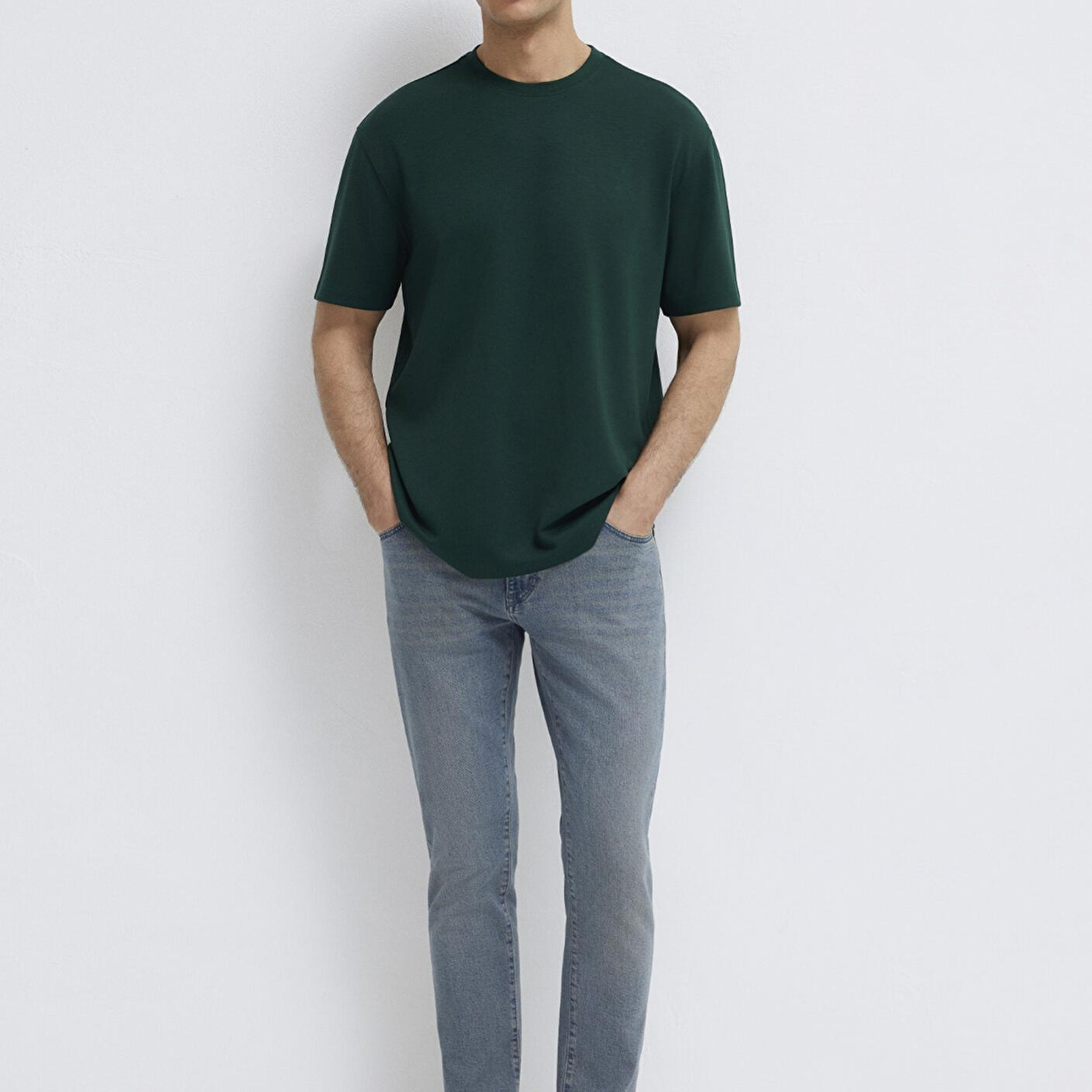 Mavi Yeşil Tişört Loose Fit / Bol Rahat Kesim 0613467-85370