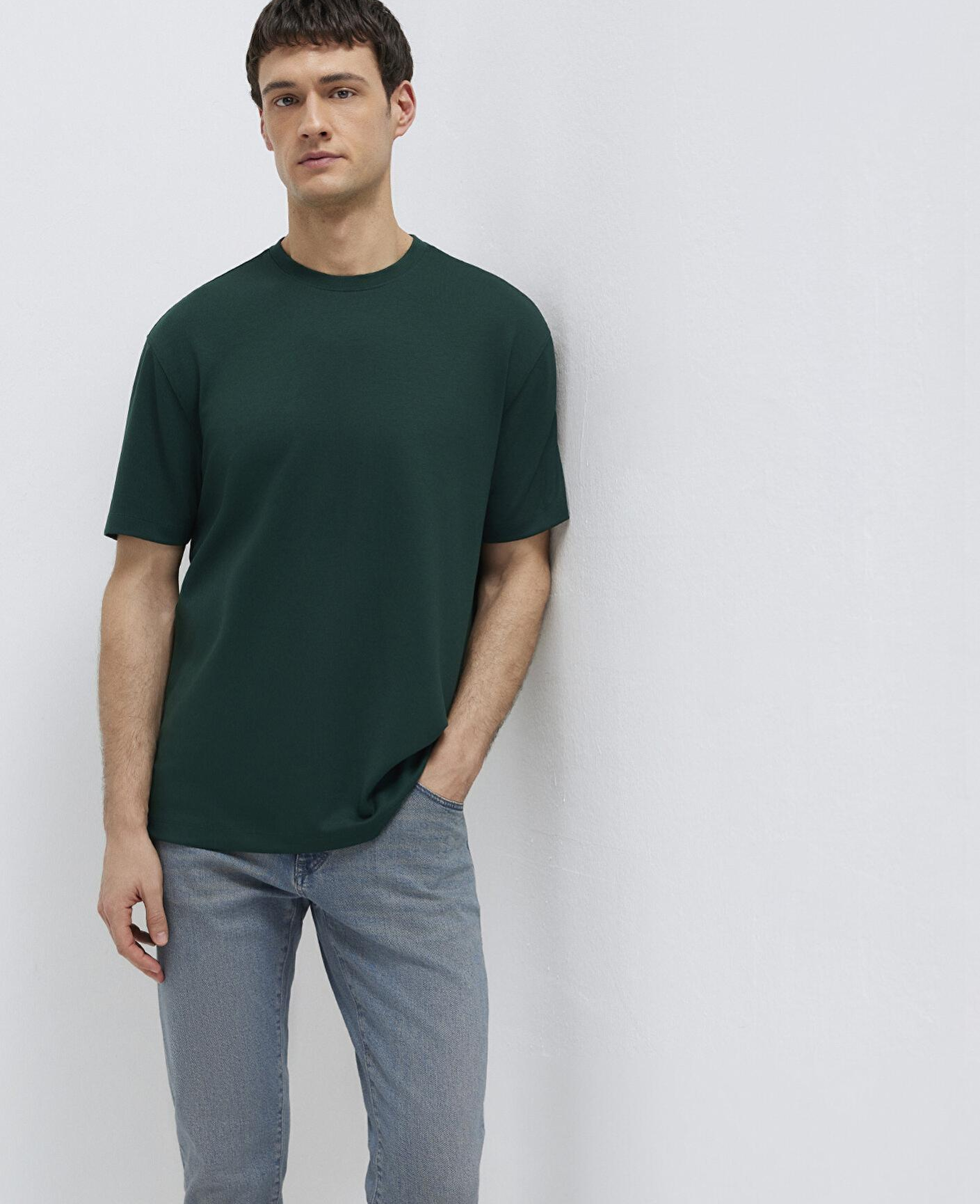 Mavi Yeşil Tişört Loose Fit / Bol Rahat Kesim 0613467-85370