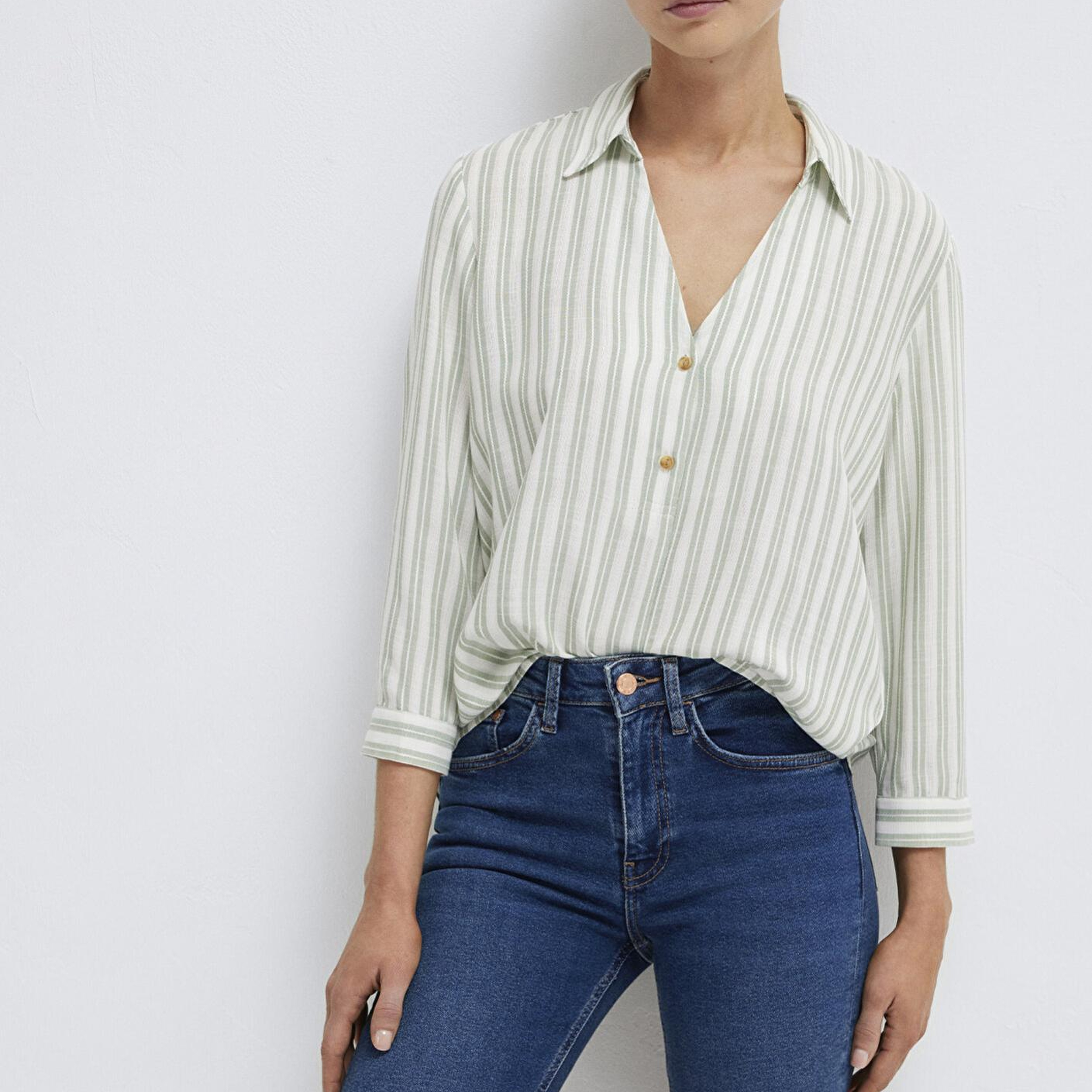 Mavi Yeşil Çizgili Bluz 122400-91387