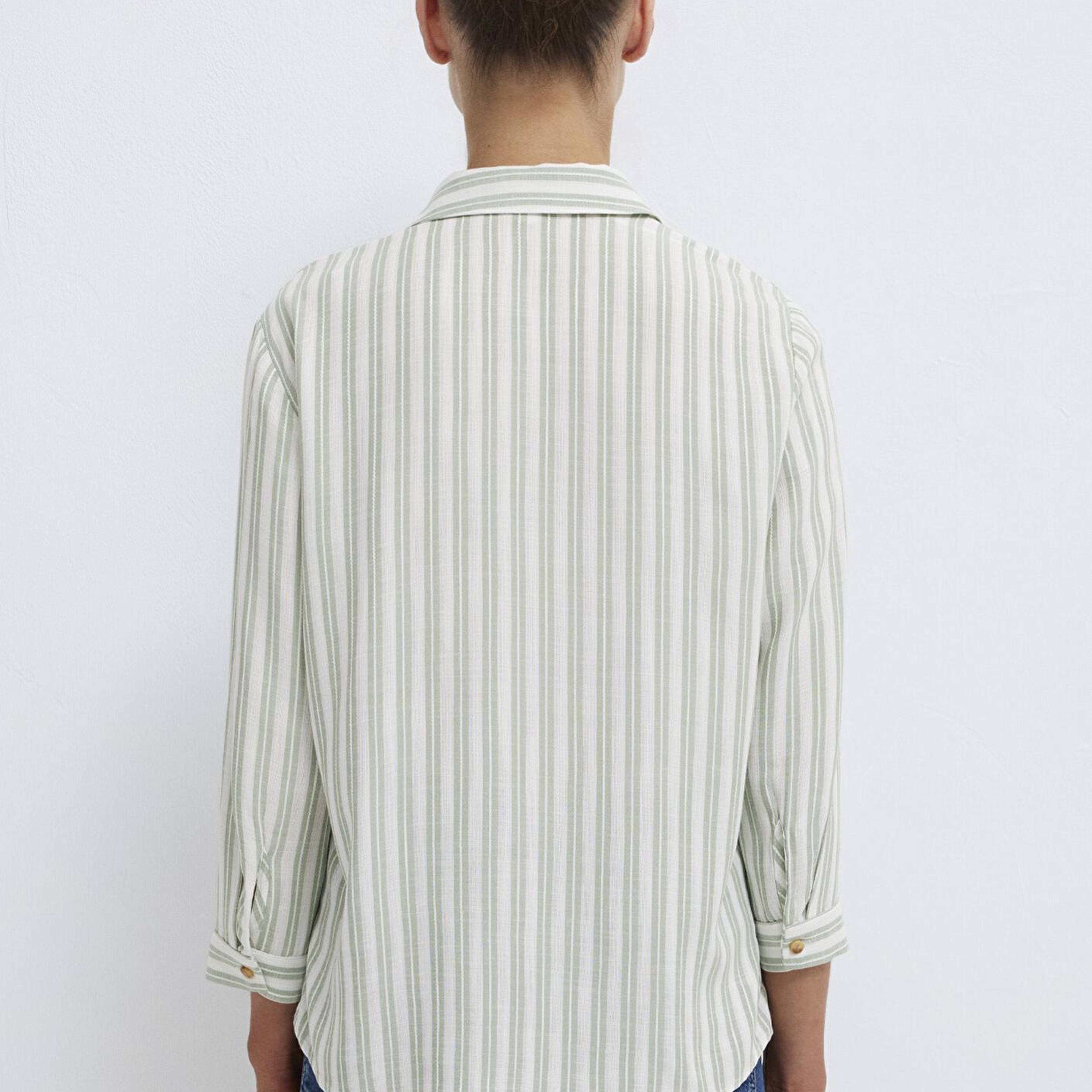 Mavi Yeşil Çizgili Bluz 122400-91387