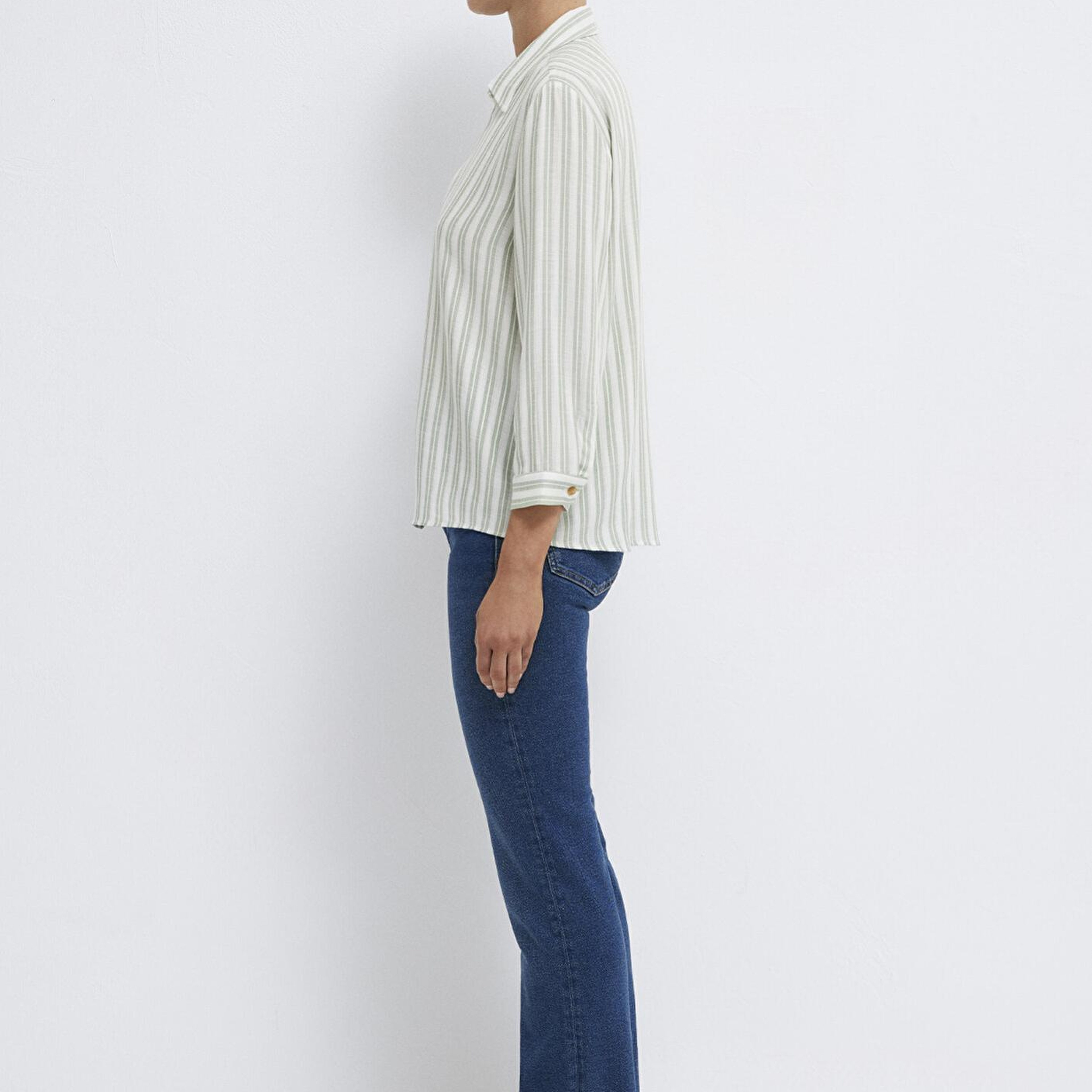 Mavi Yeşil Çizgili Bluz 122400-91387