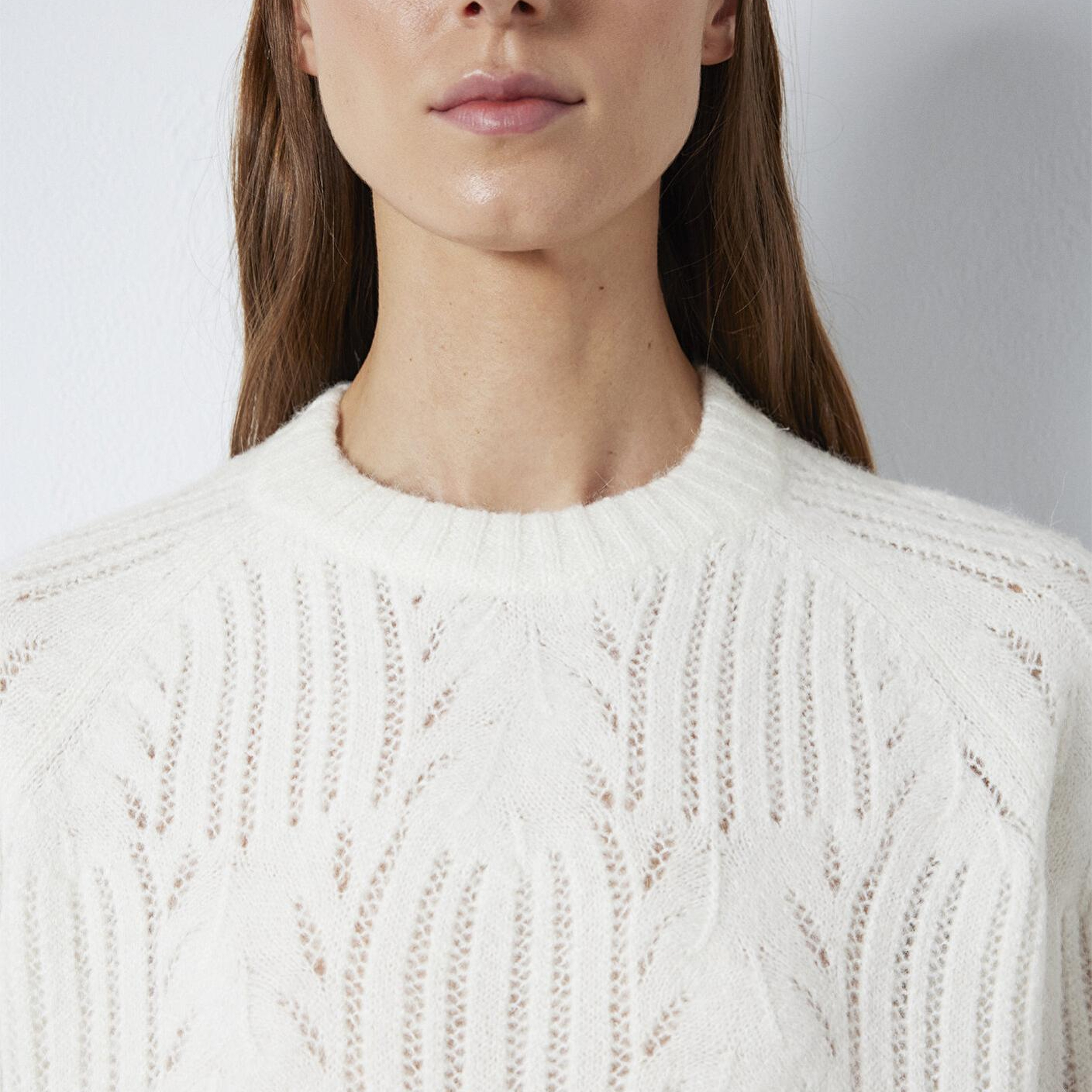 Mavi Örme Detaylı Ekru Kazak Loose Fit / Bol Rahat Kesim 1710852-70057