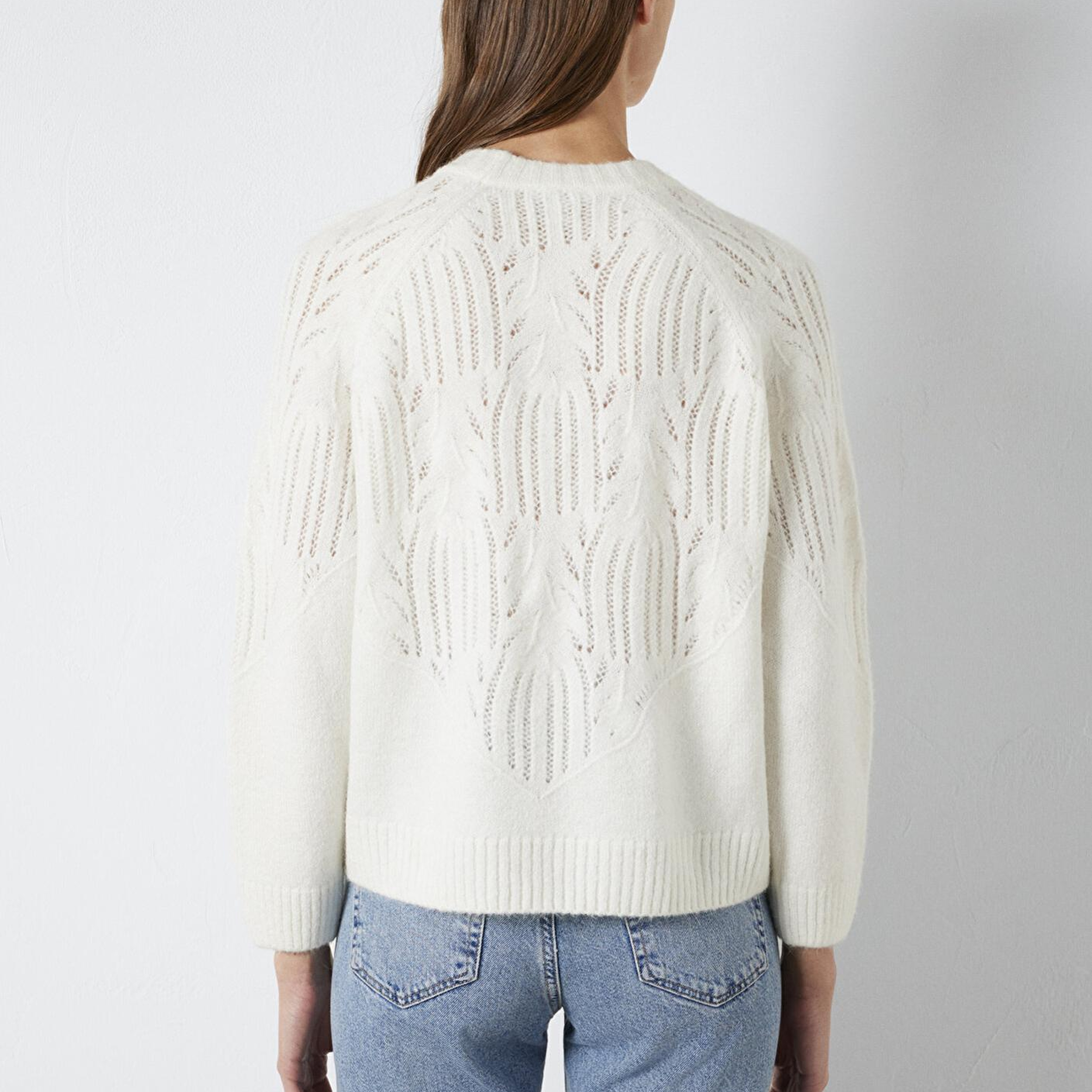 Mavi Örme Detaylı Ekru Kazak Loose Fit / Bol Rahat Kesim 1710852-70057