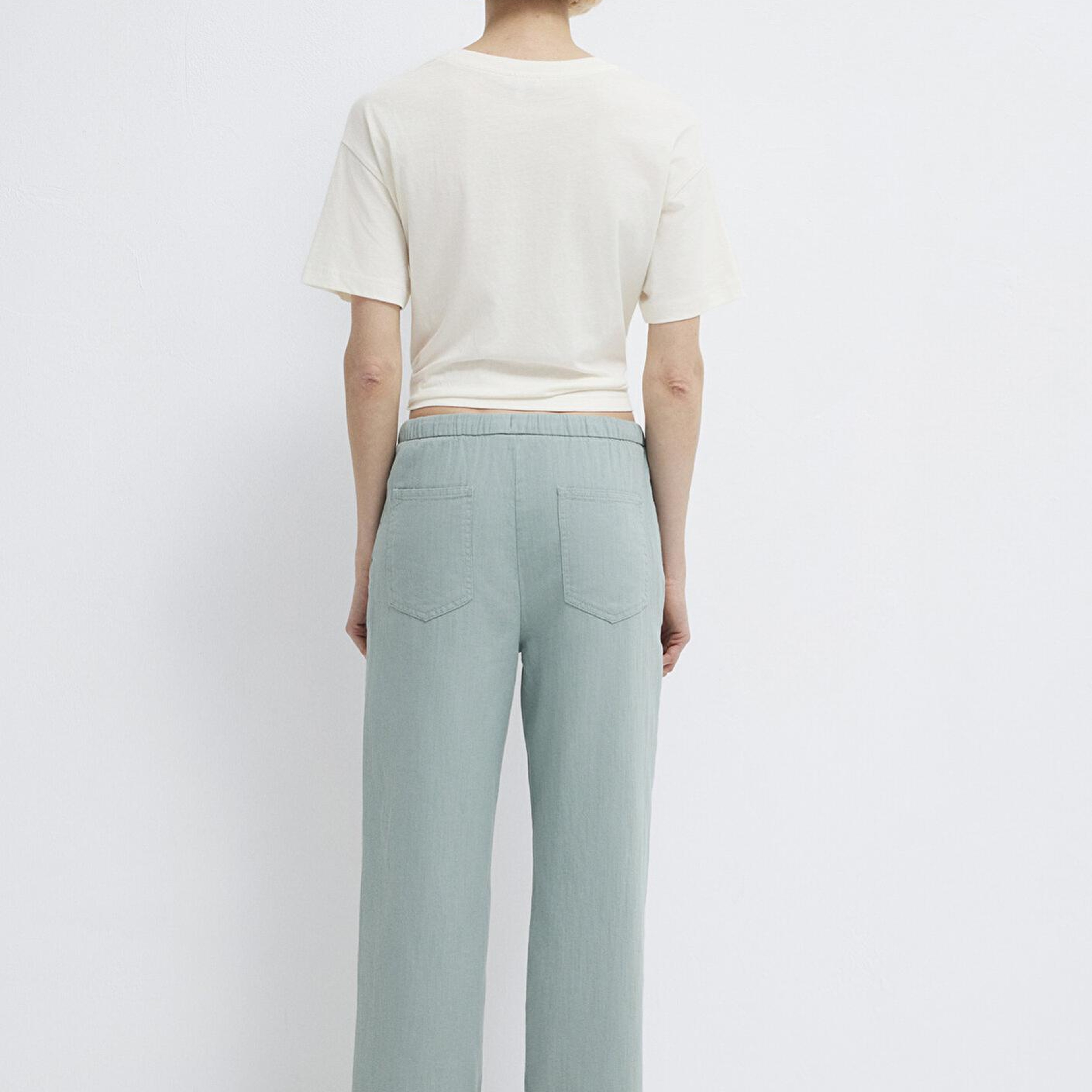 Mavi Bağcık Detaylı Yeşil Pantolon 1011203-70113