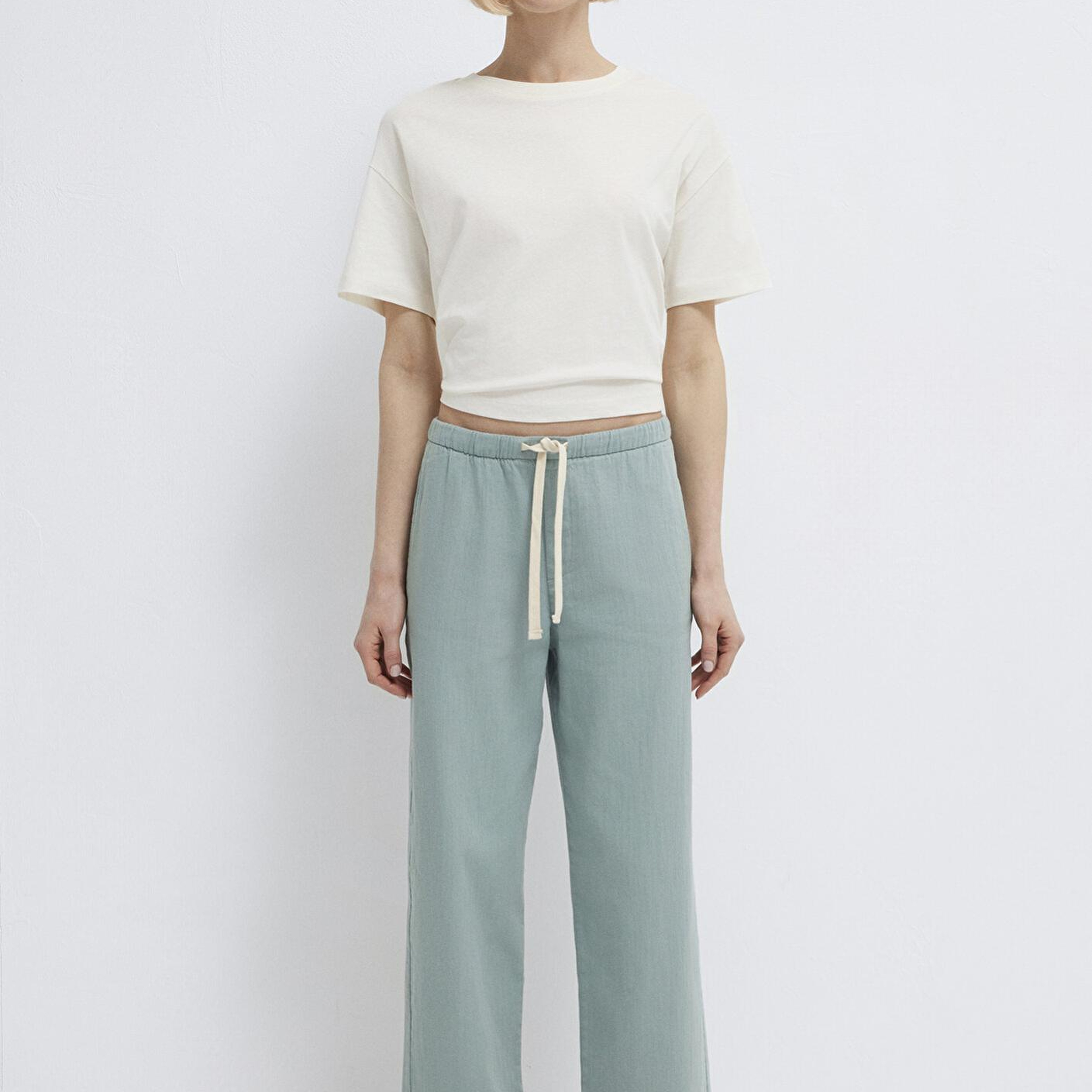 Mavi Bağcık Detaylı Yeşil Pantolon 1011203-70113