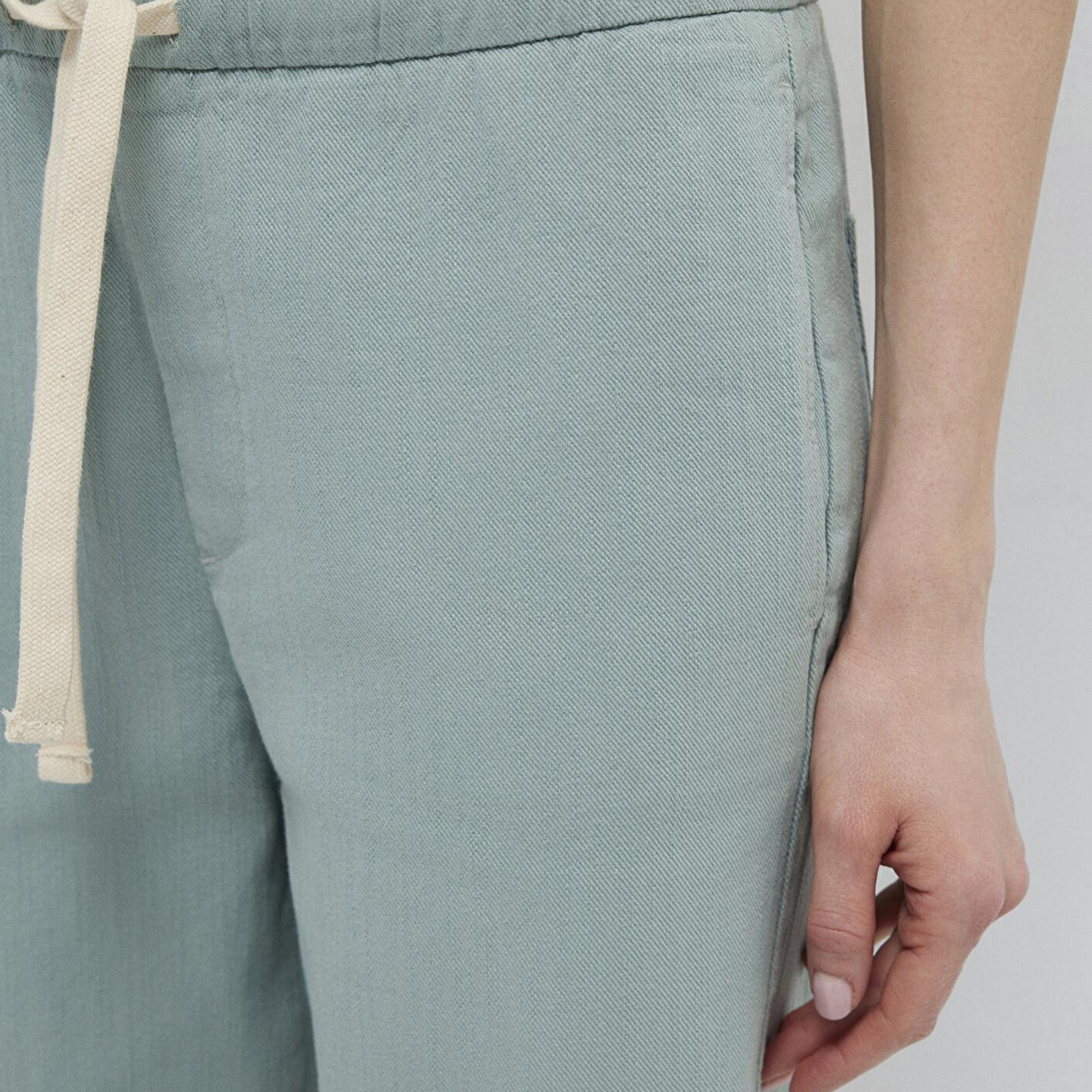 Mavi Bağcık Detaylı Yeşil Pantolon 1011203-70113