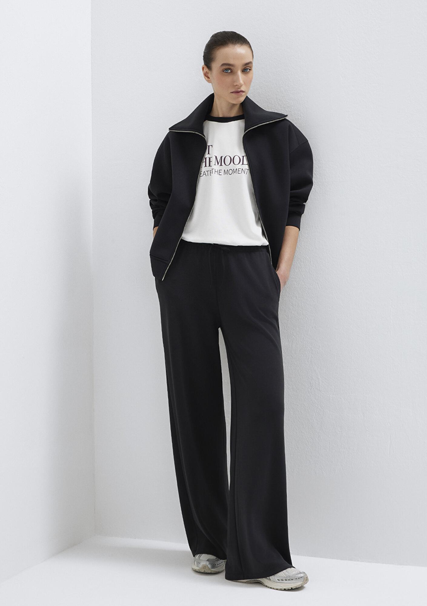 Mavi Geniş Paça Siyah Eşofman Altı 1011177-900