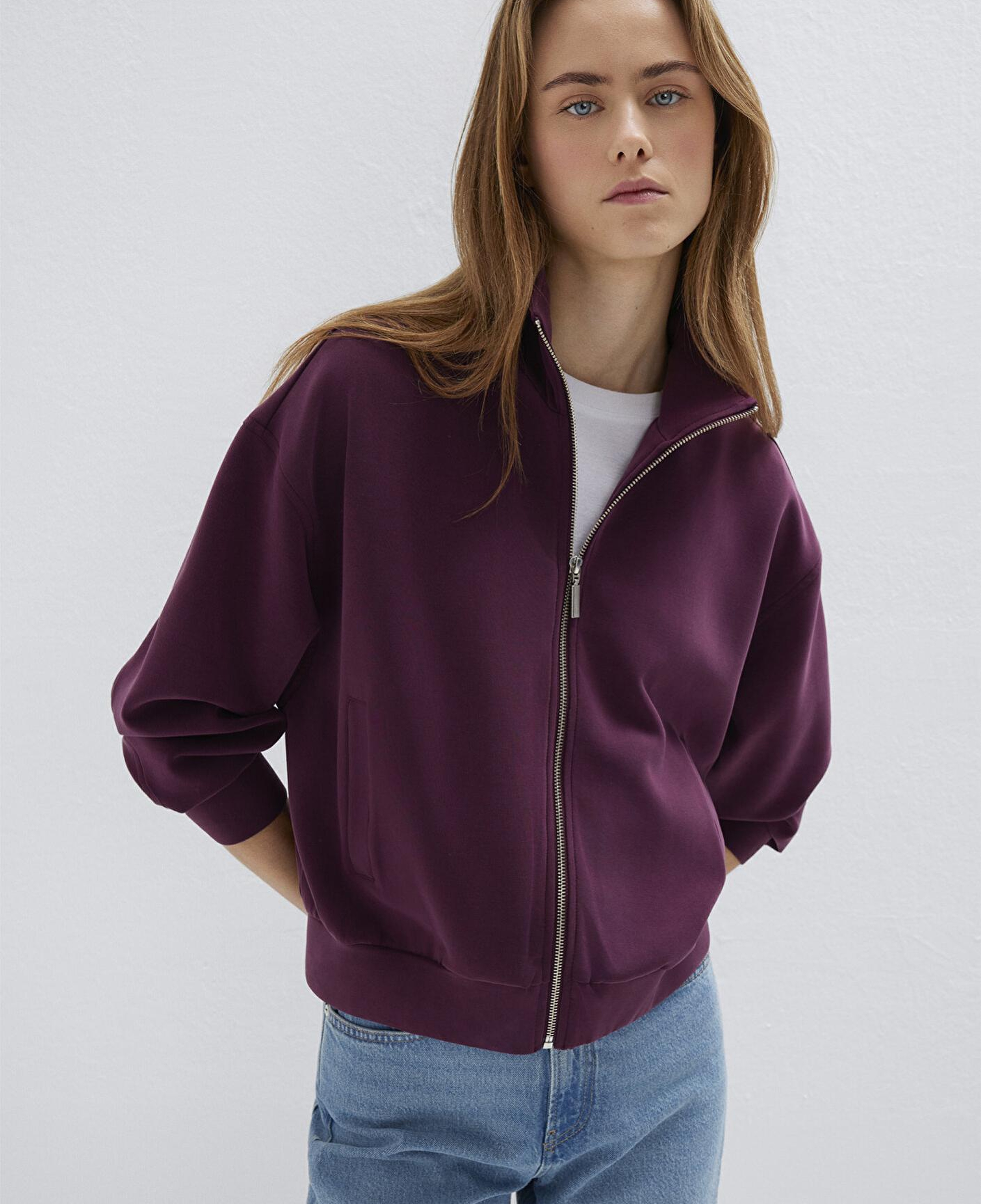 Mavi Fermuarlı Bordo (TENCEL™) Sweatshirt 1S10059-70434