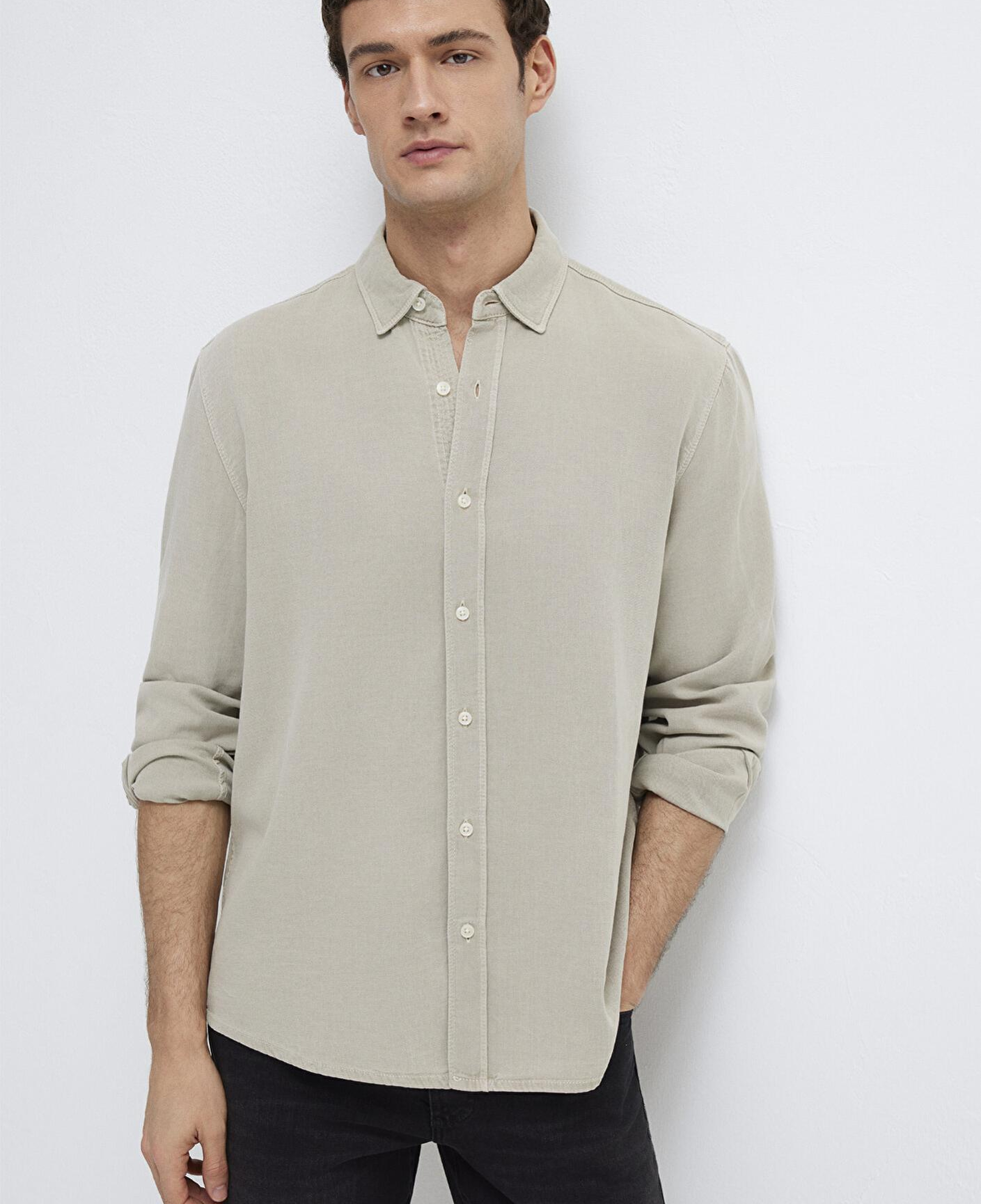 Mavi Keten Karışımlı Yeşil Tencel TM Liyosel Gömlek Regular Fit / Normal Kesim 0211482-70333