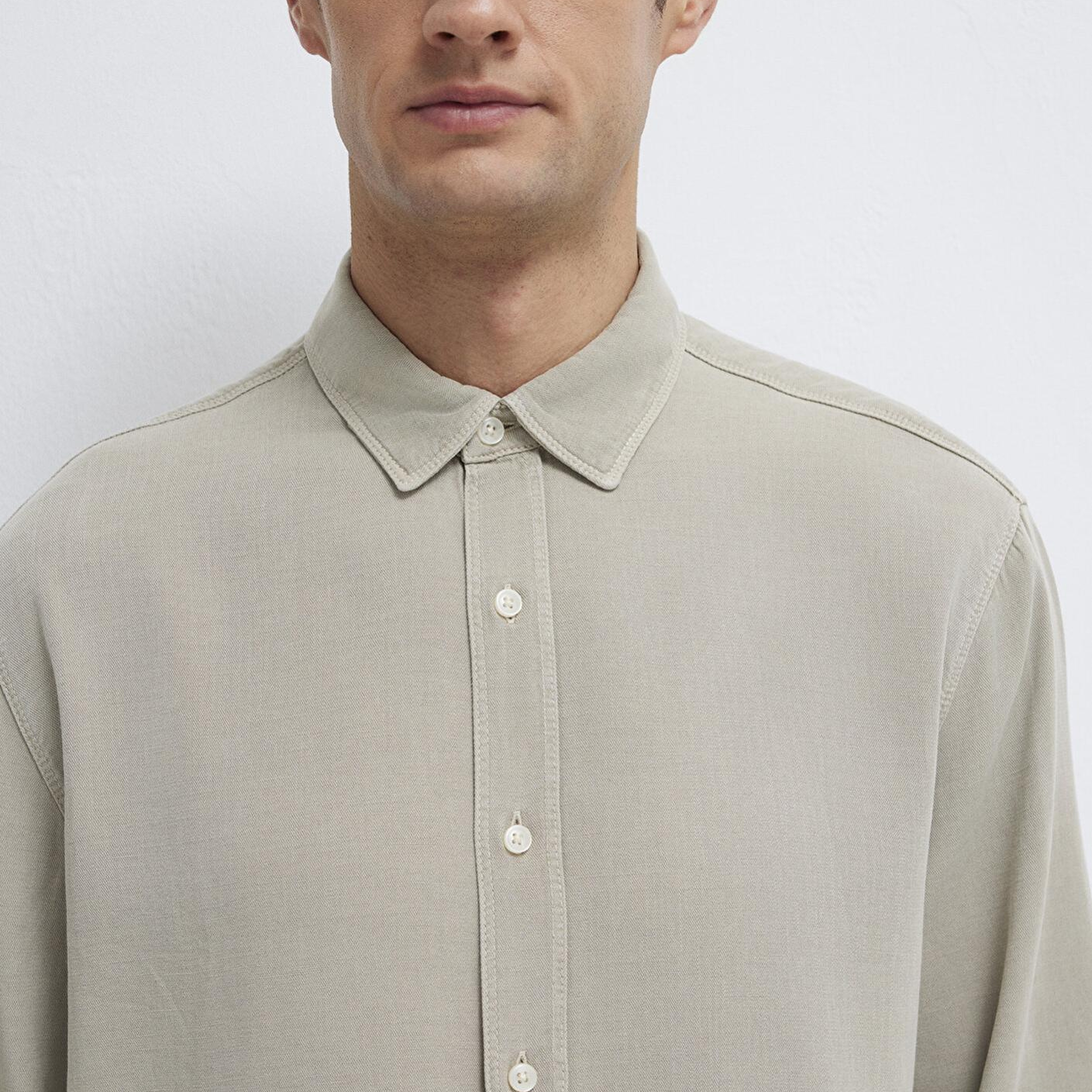 Mavi Keten Karışımlı Yeşil Tencel TM Liyosel Gömlek Regular Fit / Normal Kesim 0211482-70333