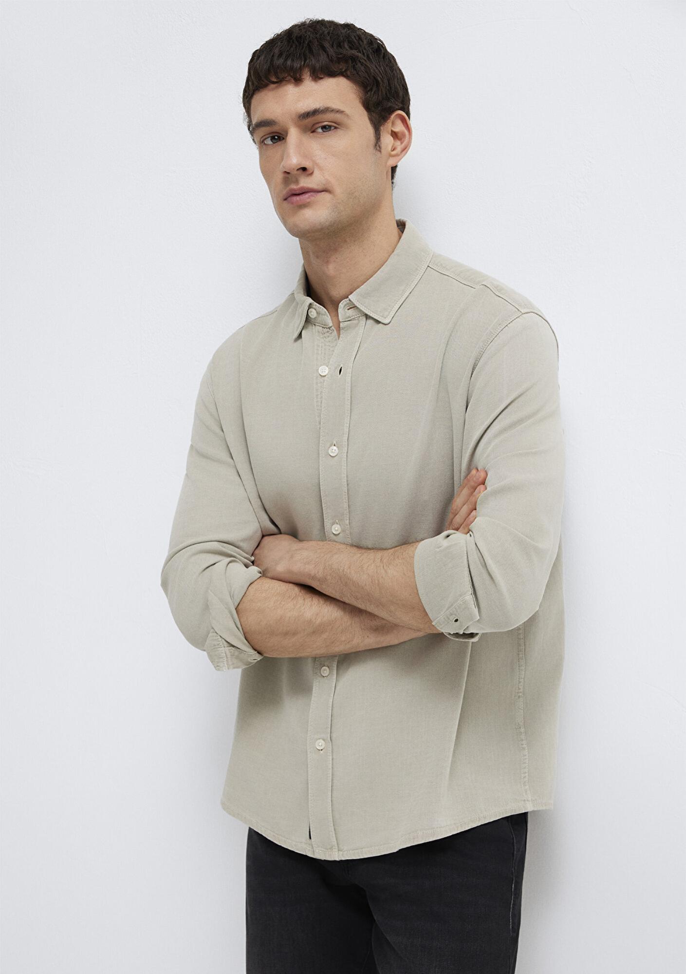 Mavi Keten Karışımlı Yeşil Tencel TM Liyosel Gömlek Regular Fit / Normal Kesim 0211482-70333