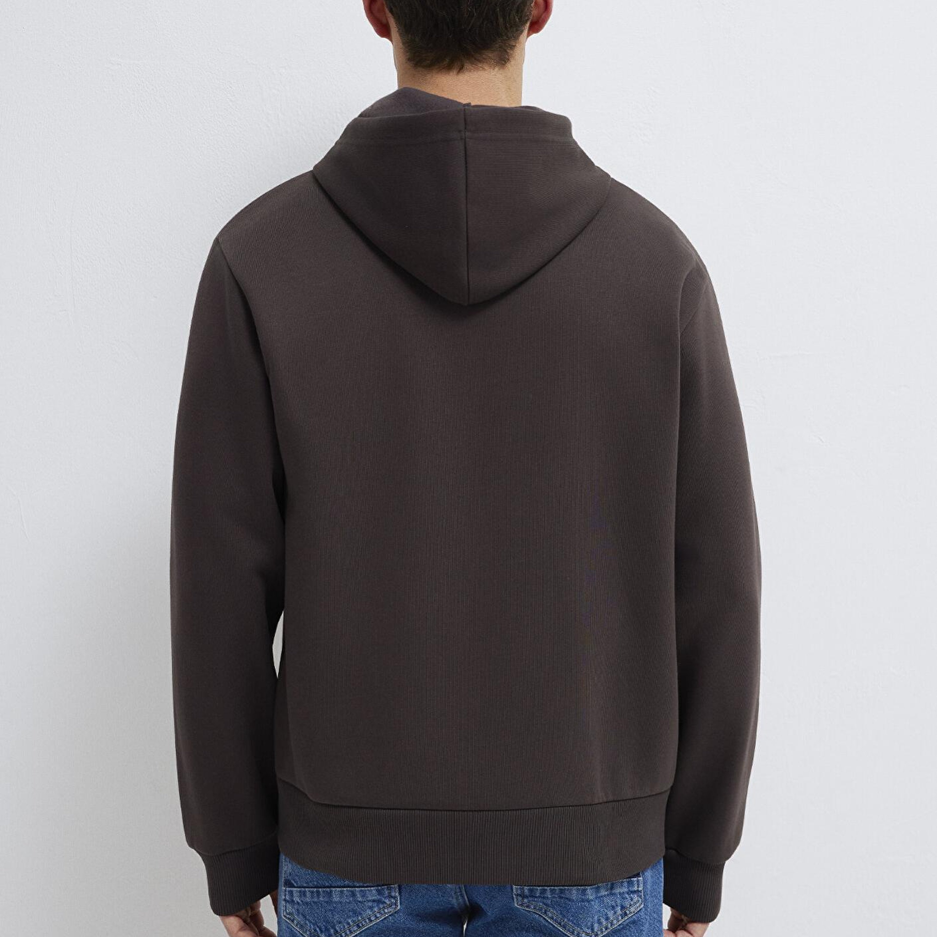 Mavi Kapüşonlu Fermuarlı Kahverengi Basic Sweatshirt 0S10277-70219