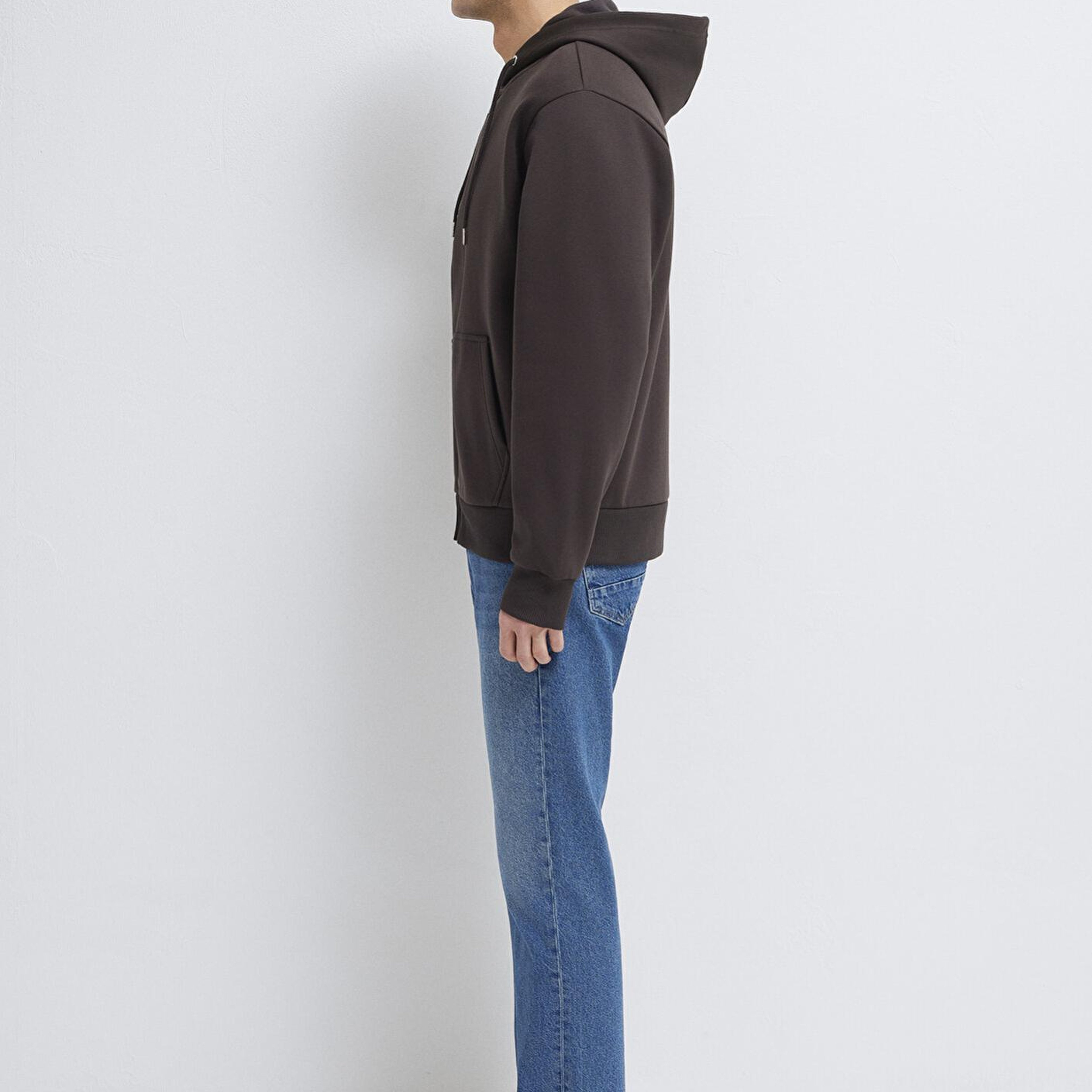 Mavi Kapüşonlu Fermuarlı Kahverengi Basic Sweatshirt 0S10277-70219