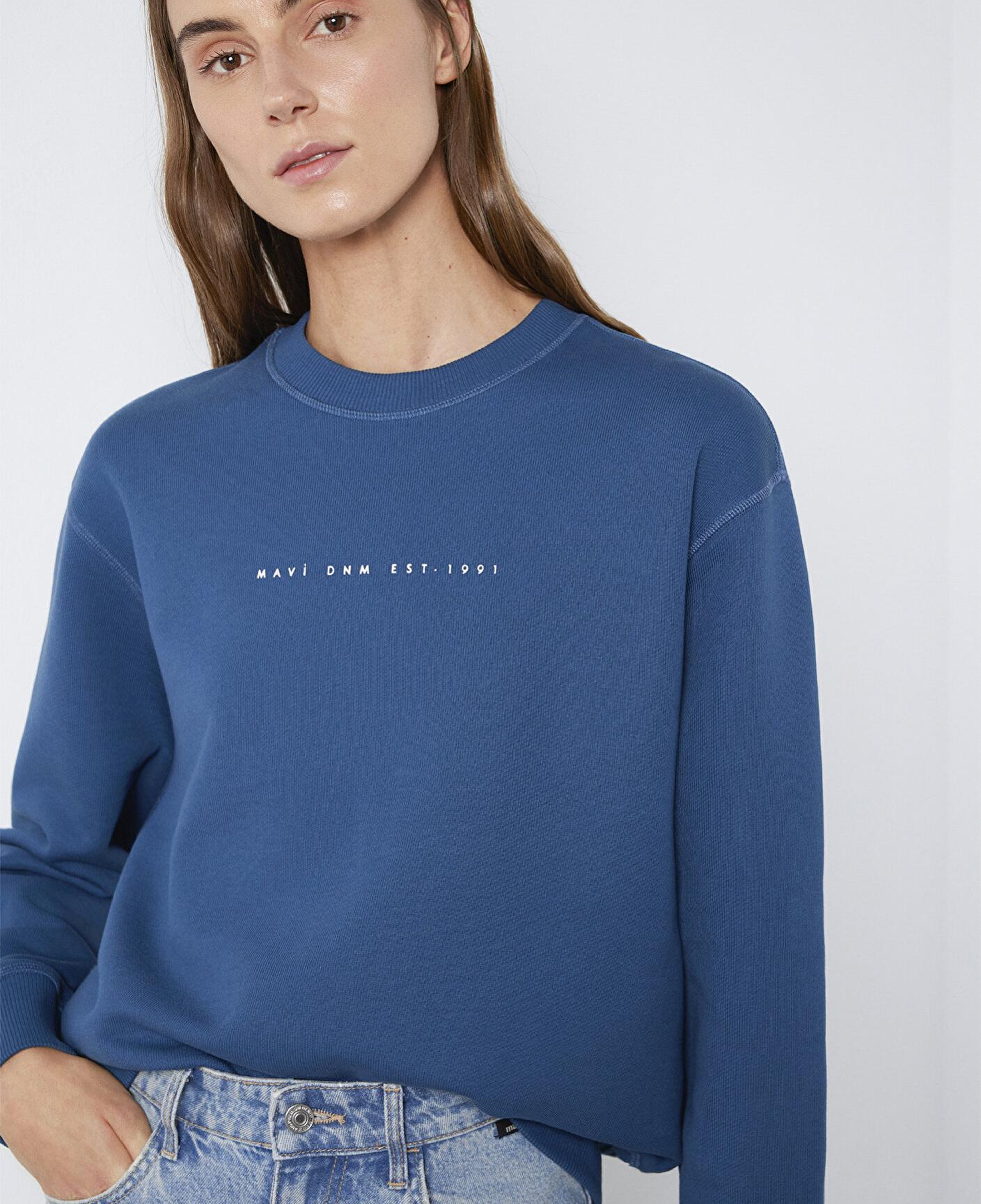 Mavi Mavi Denim Baskılı Mavi Sweatshirt 1S10525-70760