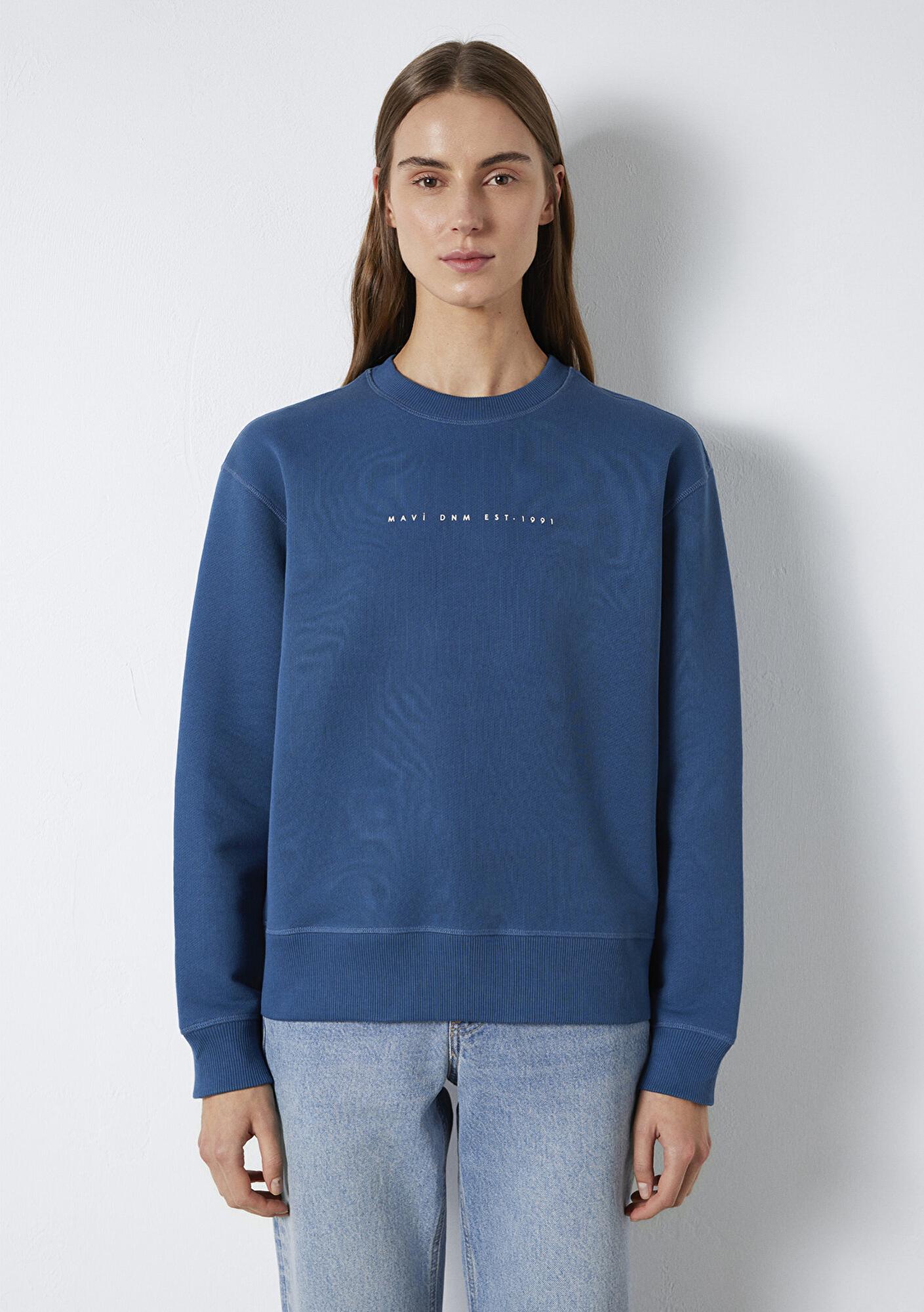 Mavi Mavi Denim Baskılı Mavi Sweatshirt 1S10525-70760