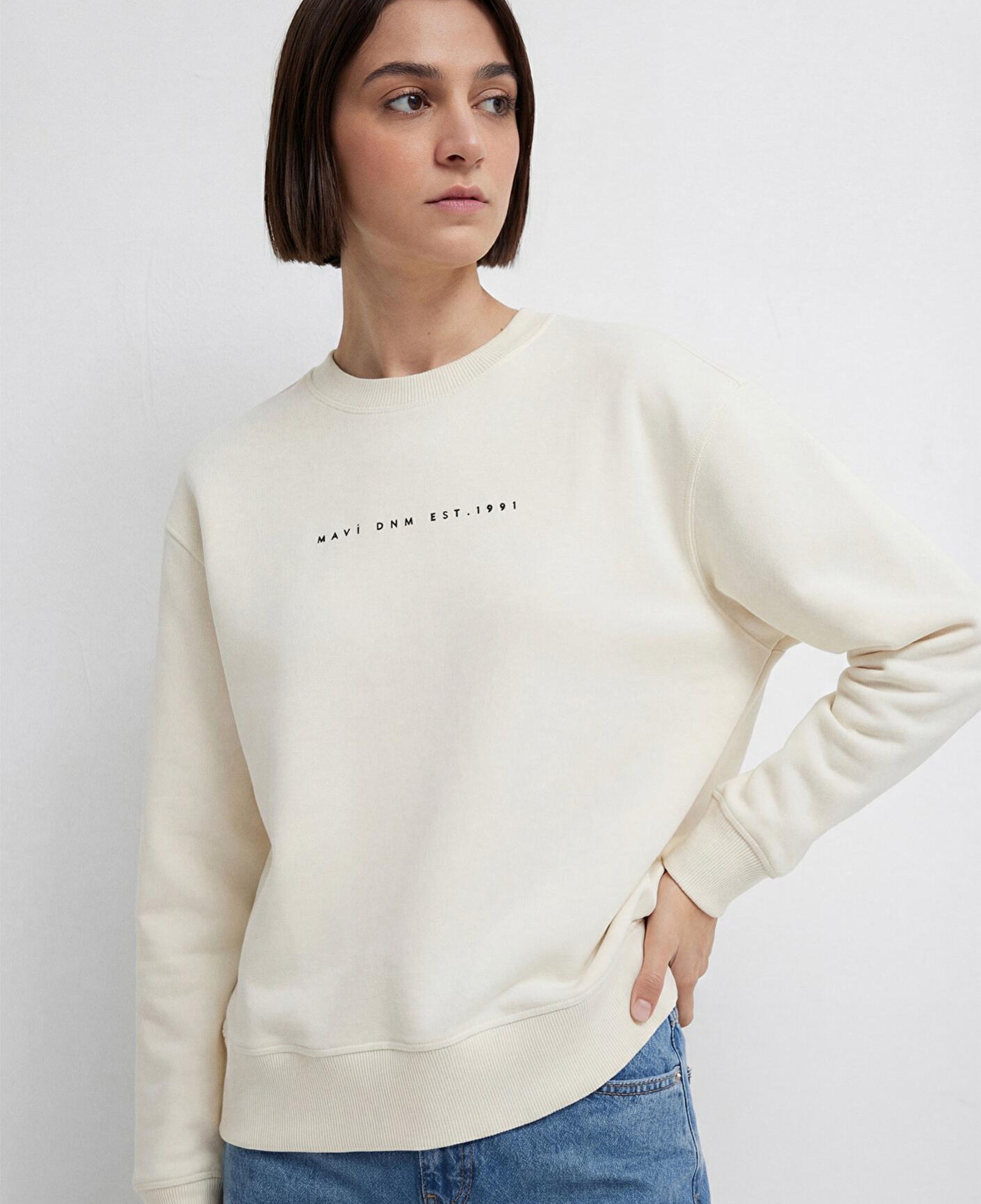 Mavi Mavi Denim Baskılı Ekru Sweatshirt 1S10525-80194