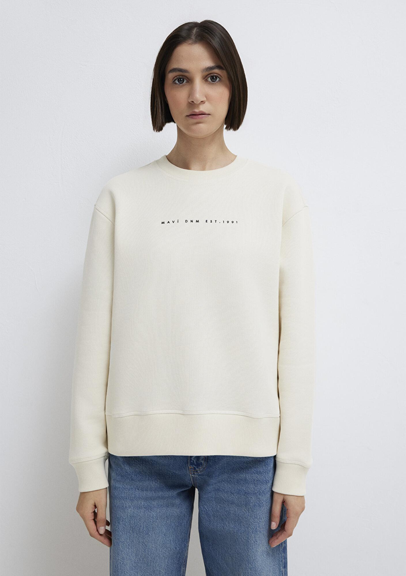 Mavi Mavi Denim Baskılı Ekru Sweatshirt 1S10525-80194