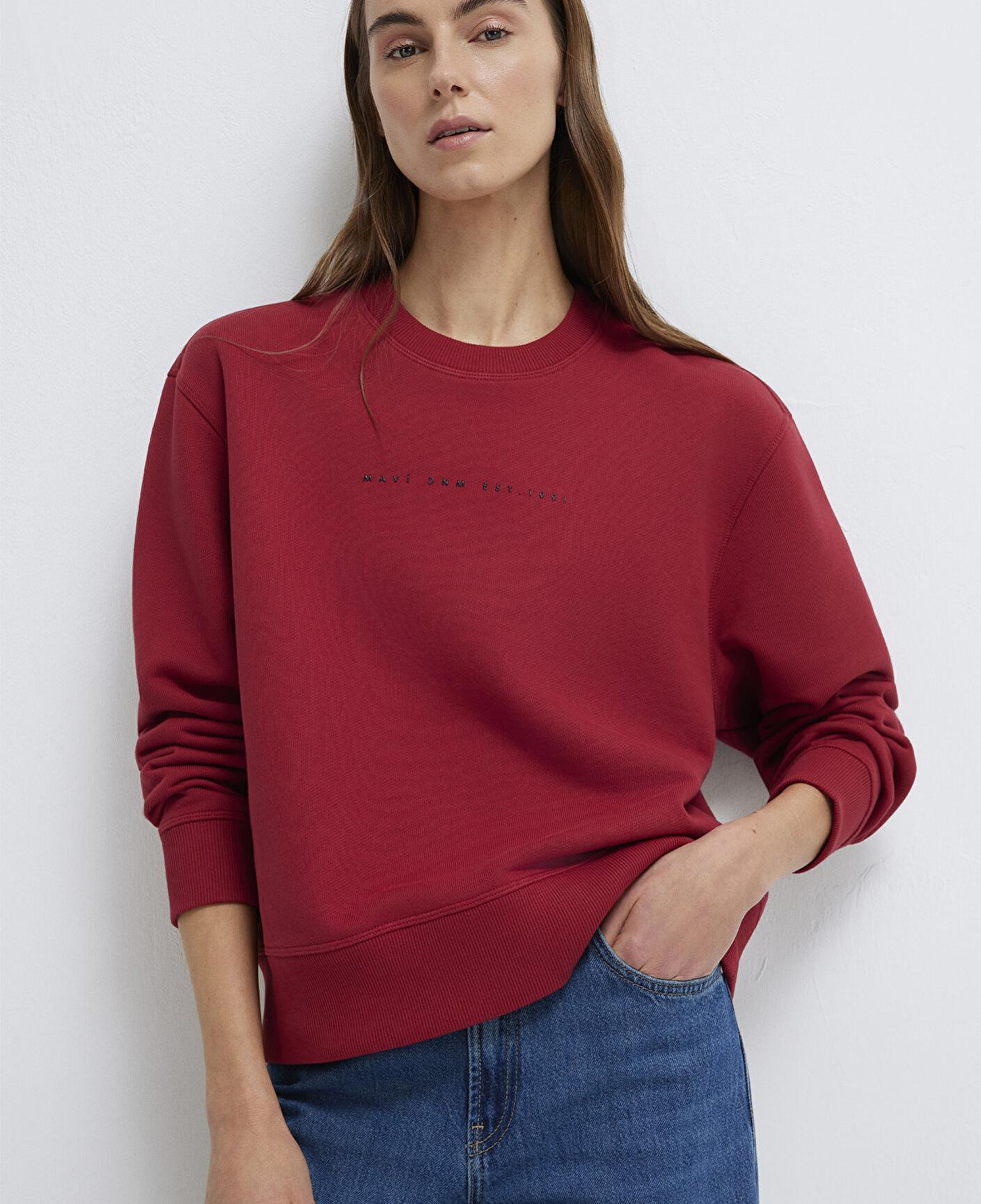 Mavi Mavi Denim Baskılı Kırmızı Sweatshirt 1S10525-70424