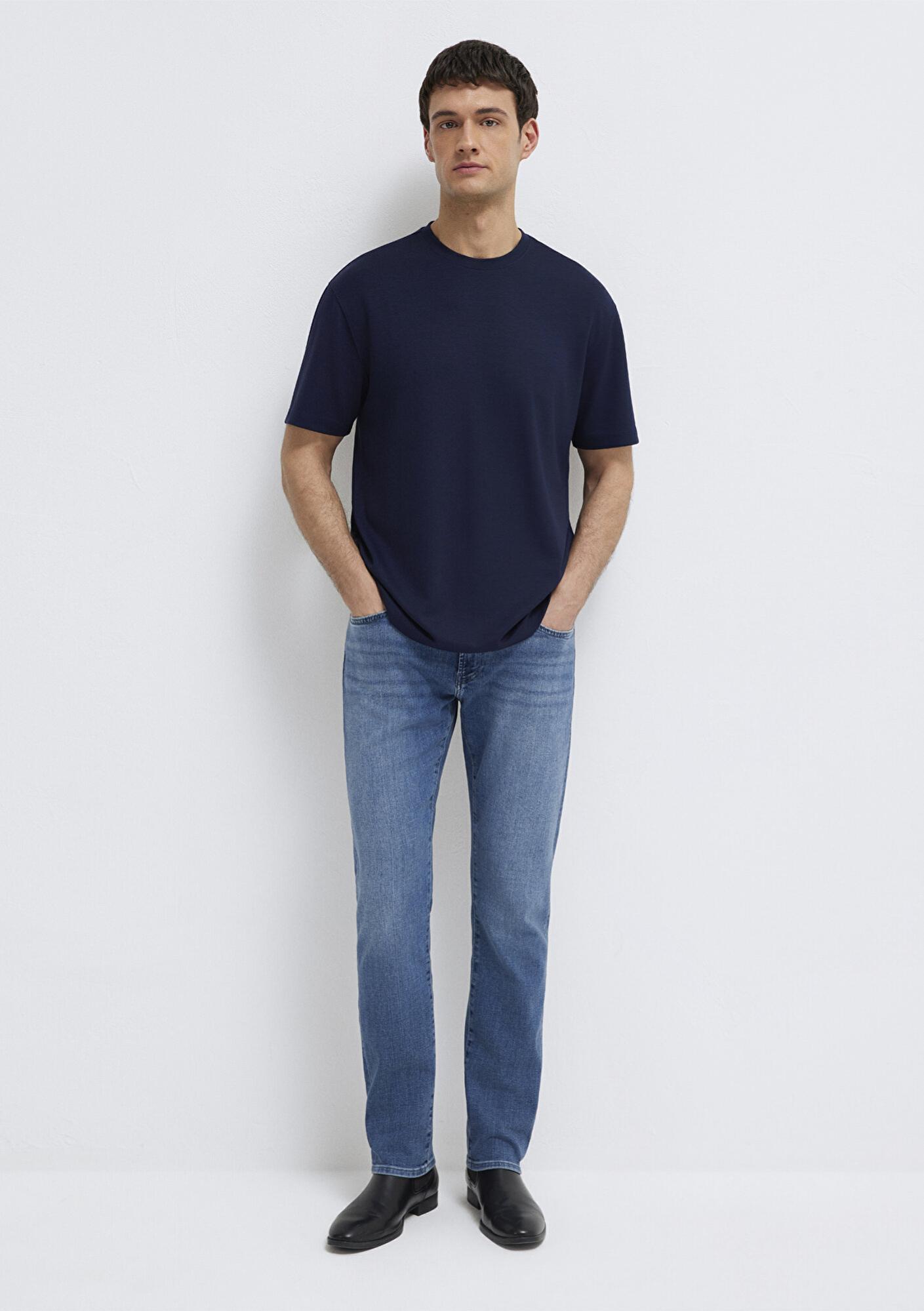 Mavi Lacivert Tişört Loose Fit / Bol Rahat Kesim 0613467-86415
