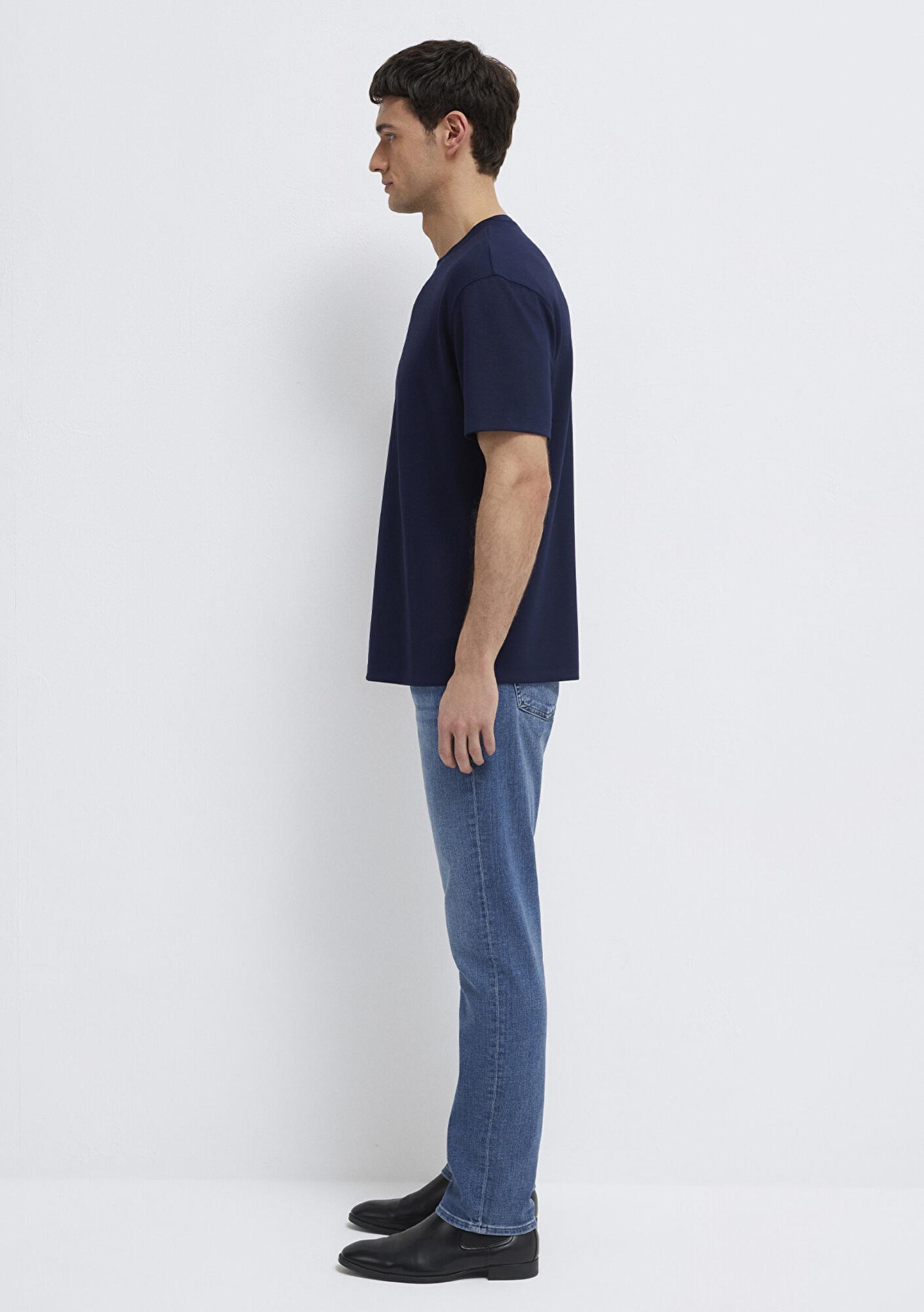 Mavi Lacivert Tişört Loose Fit / Bol Rahat Kesim 0613467-86415