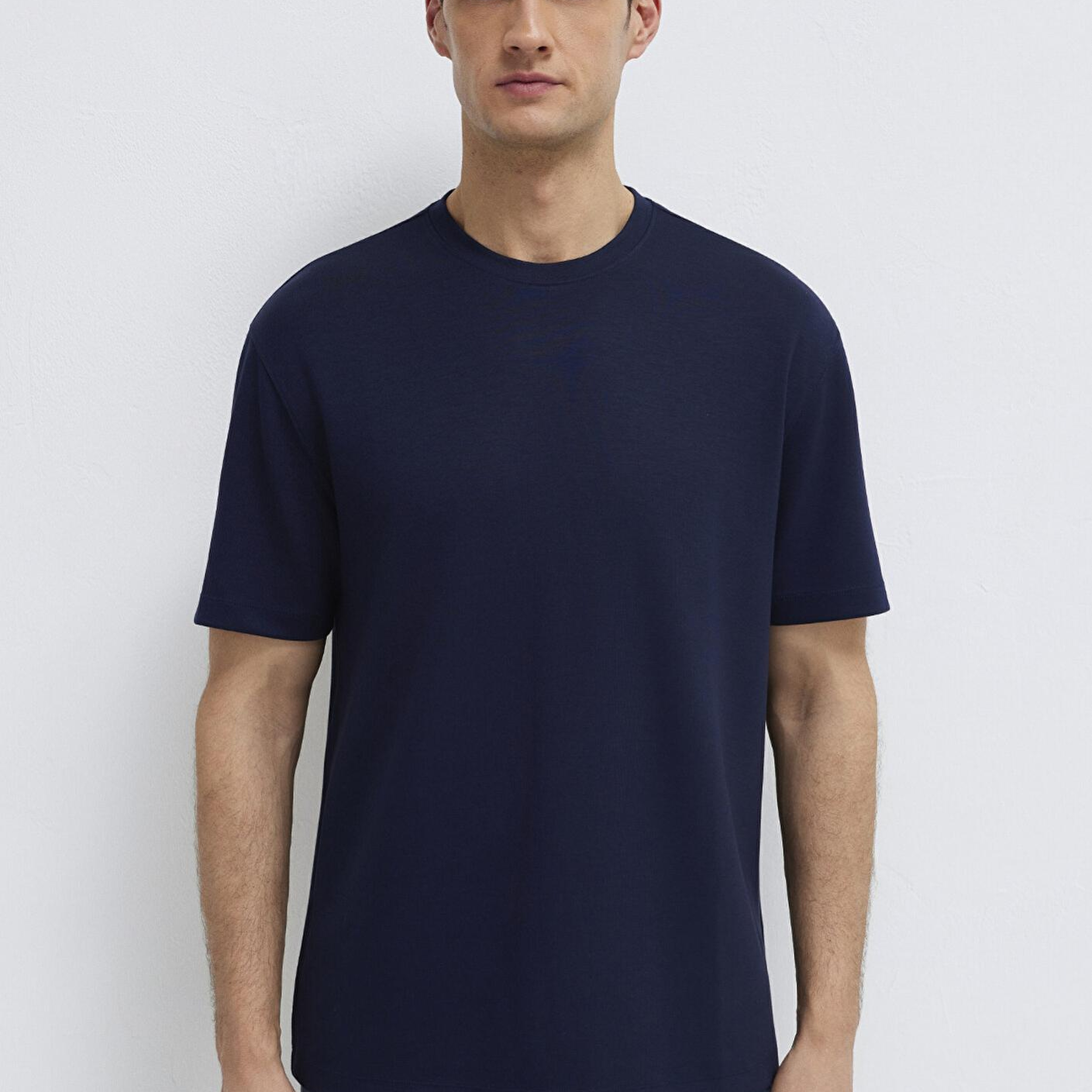 Mavi Lacivert Tişört Loose Fit / Bol Rahat Kesim 0613467-86415