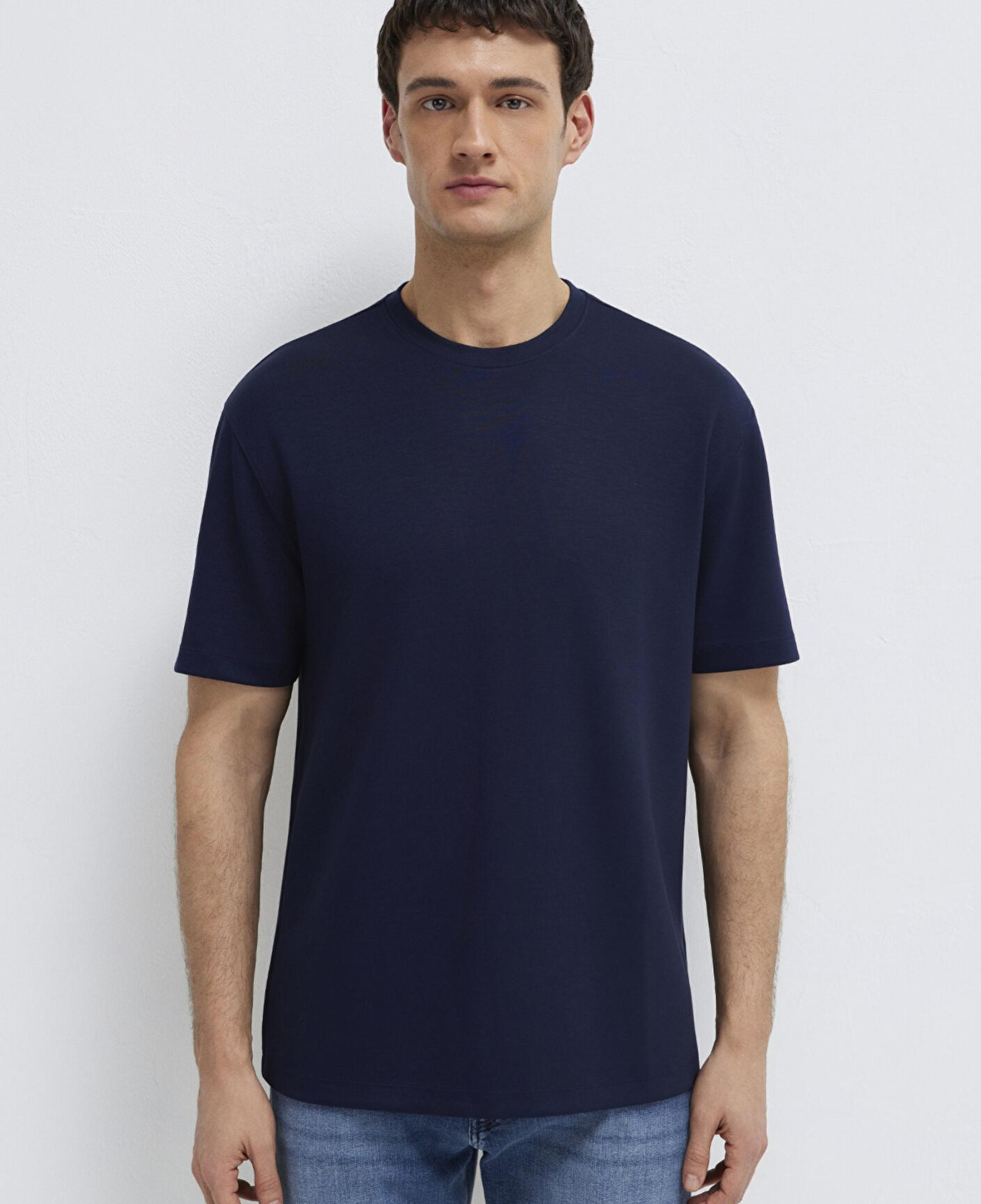 Mavi Lacivert Tişört Loose Fit / Bol Rahat Kesim 0613467-86415