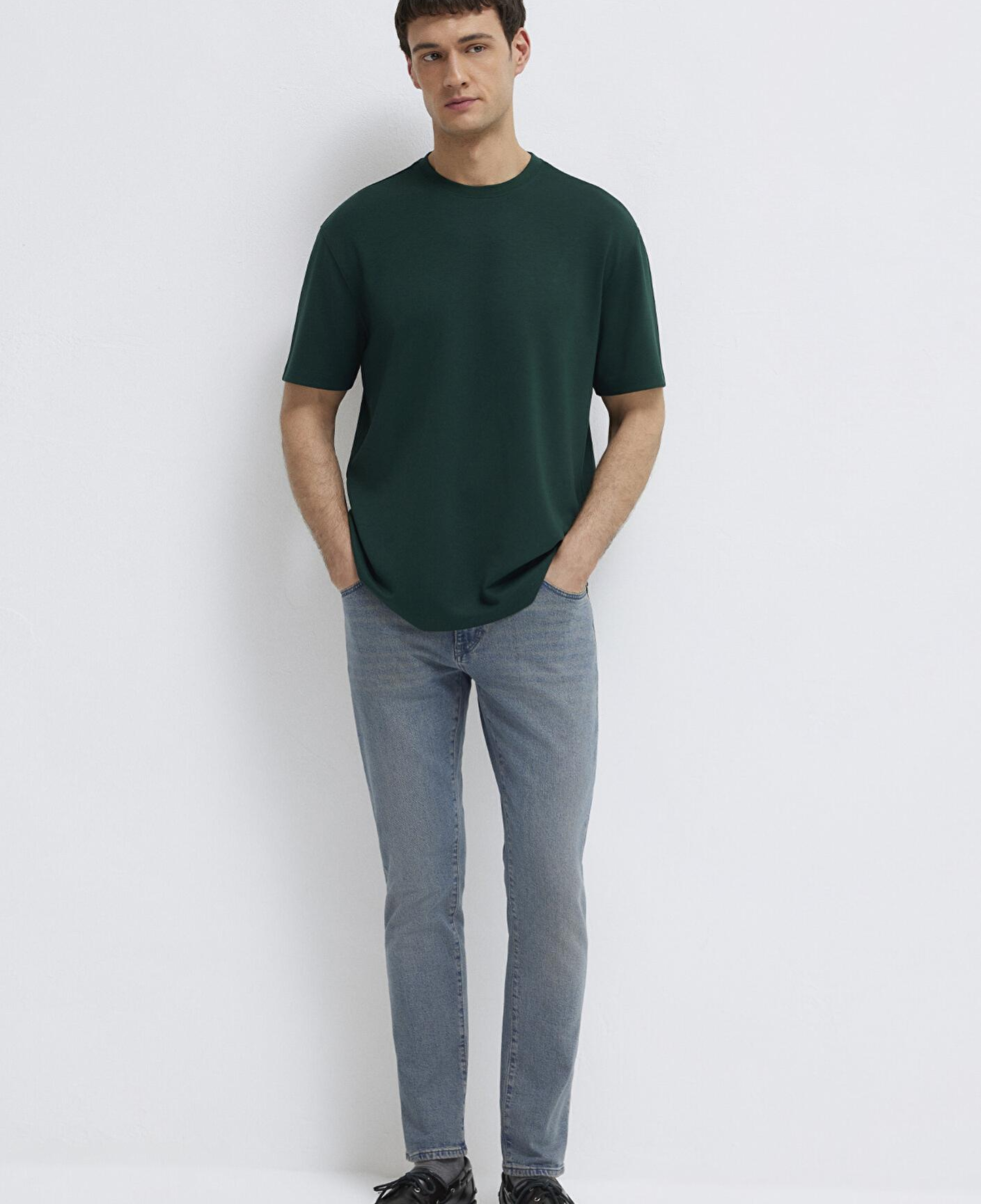 Mavi Yeşil Tişört Loose Fit / Bol Rahat Kesim 0613467-85370