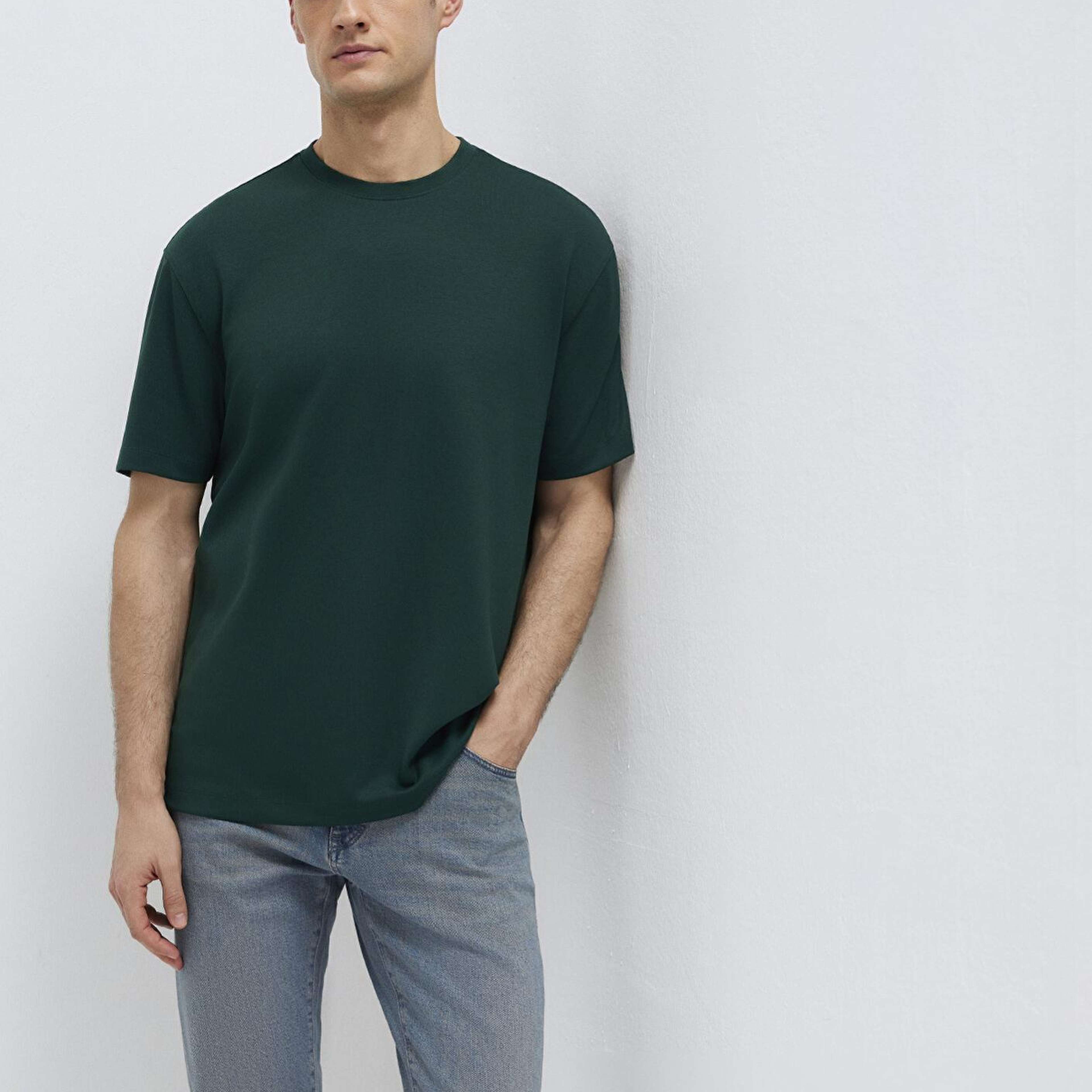 Mavi Yeşil Tişört Loose Fit / Bol Rahat Kesim 0613467-85370