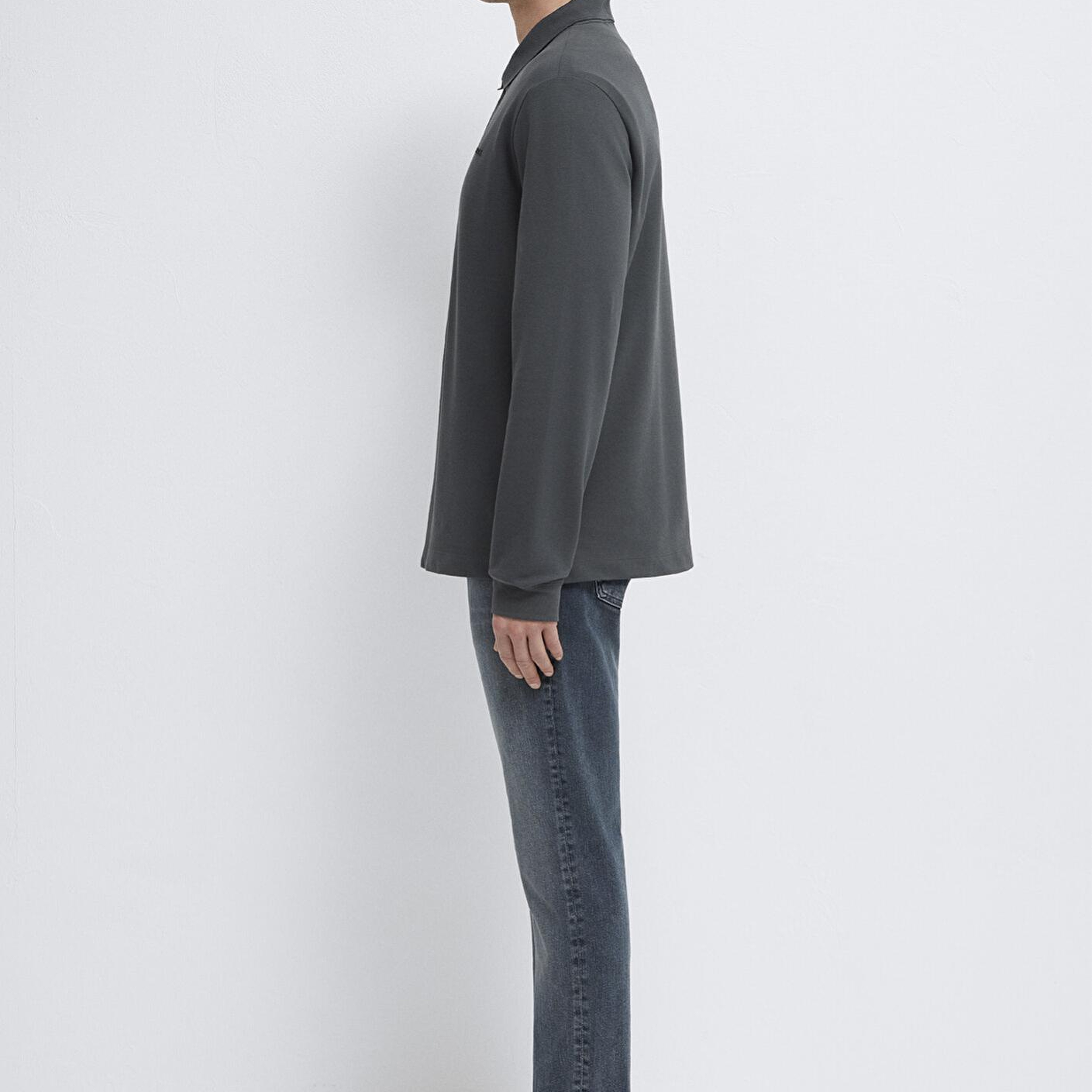 Mavi Mavi Black Uzun Kollu Antrasit Polo Tişört Regular Fit / Normal Kesim 0613154-70088