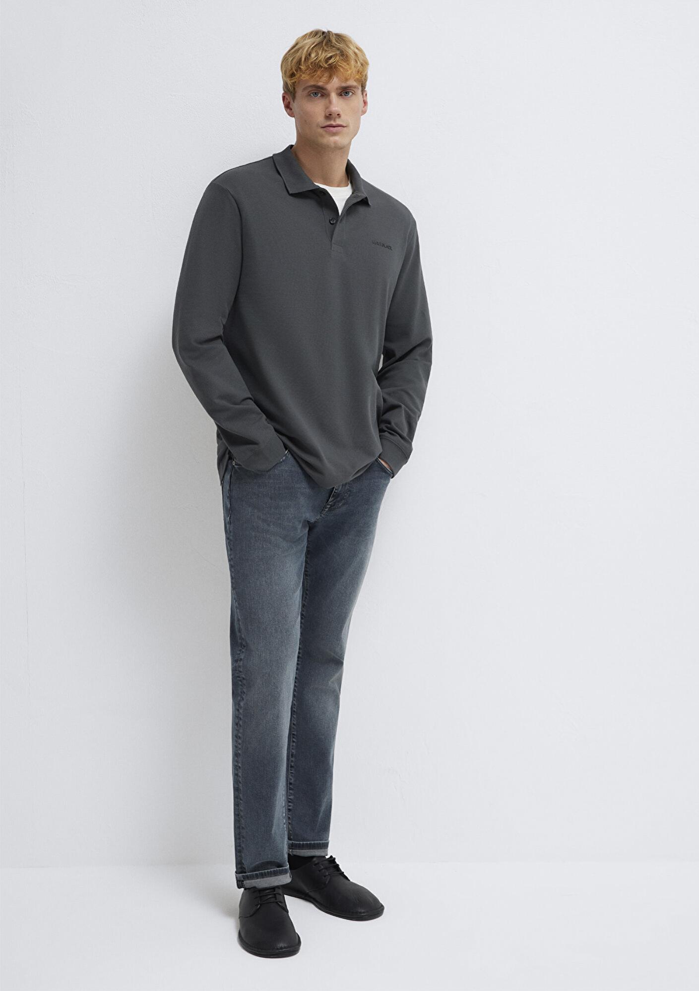 Mavi Mavi Black Uzun Kollu Antrasit Polo Tişört Regular Fit / Normal Kesim 0613154-70088