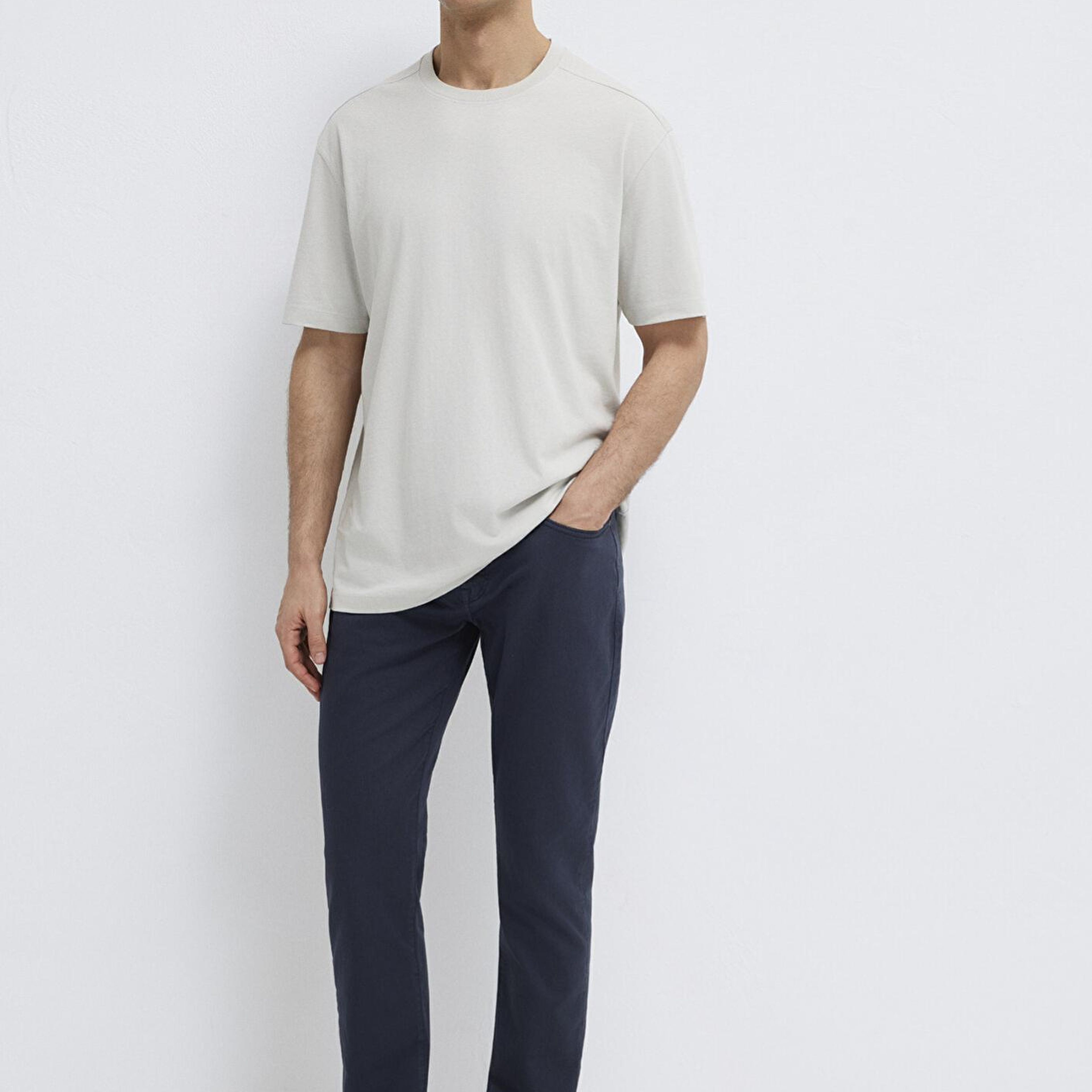 Mavi Gri Basic Tişört Loose Fit / Bol Rahat Kesim 0613466-70077