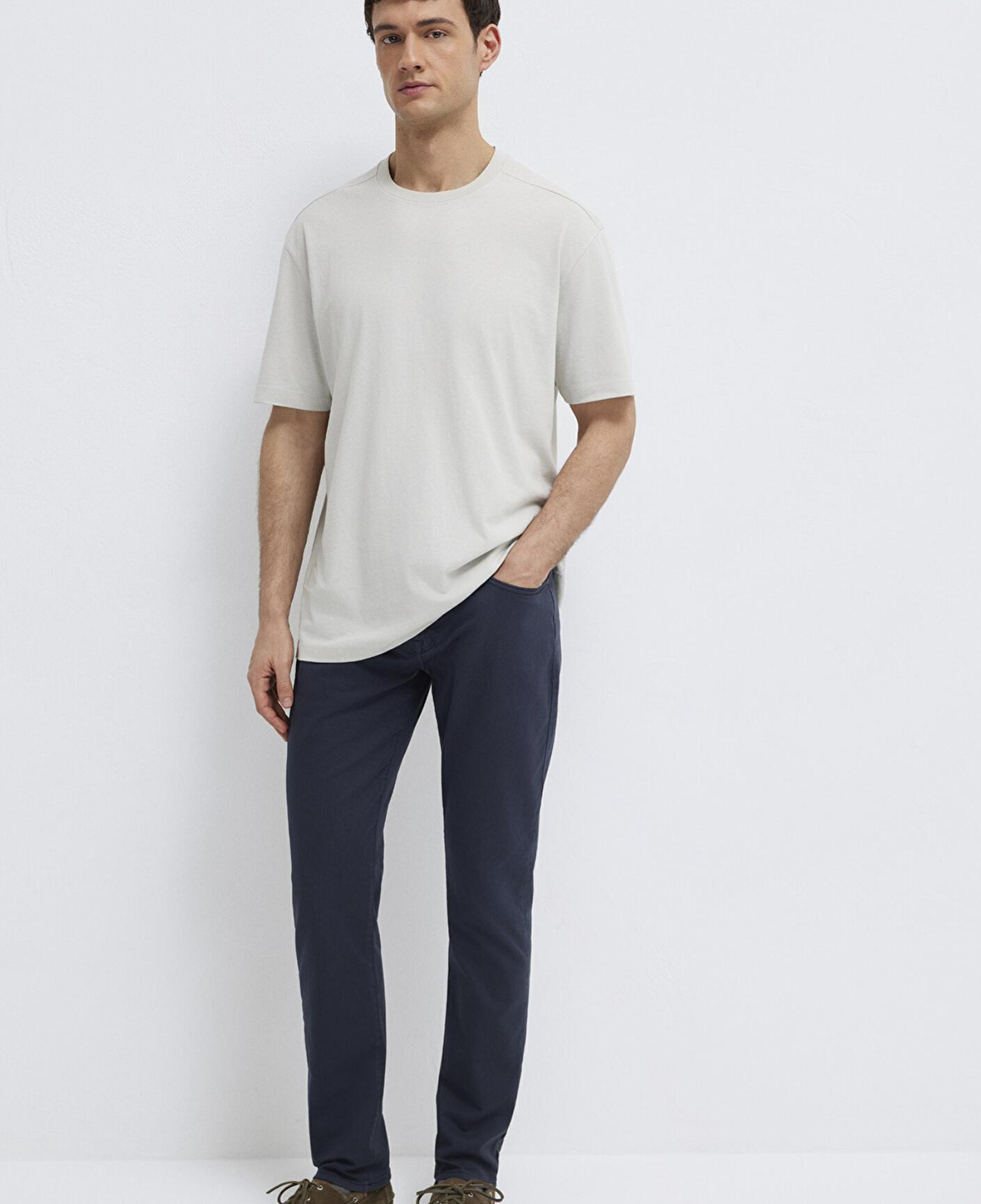 Mavi Gri Basic Tişört Loose Fit / Bol Rahat Kesim 0613466-70077