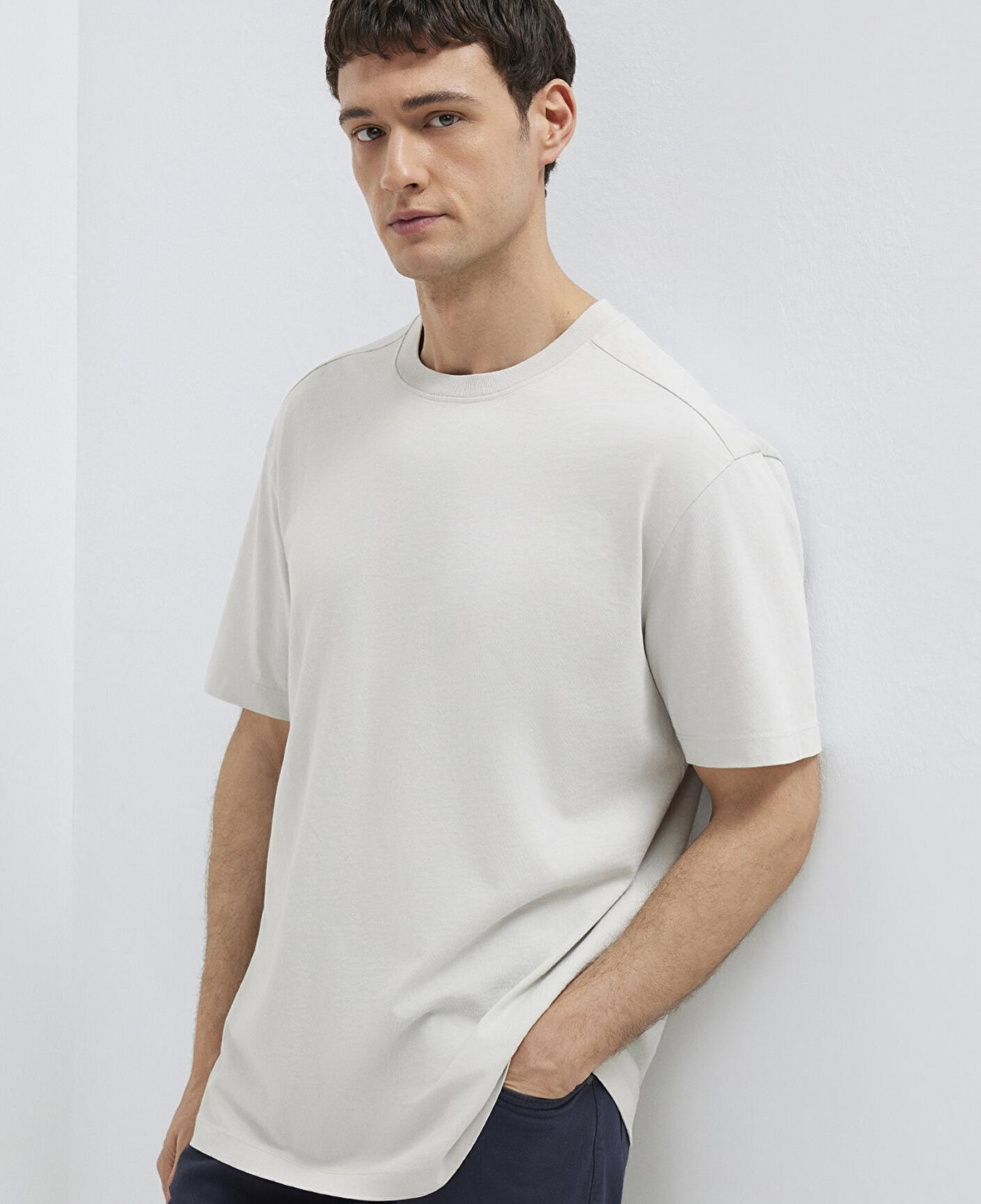 Mavi Gri Basic Tişört Loose Fit / Bol Rahat Kesim 0613466-70077