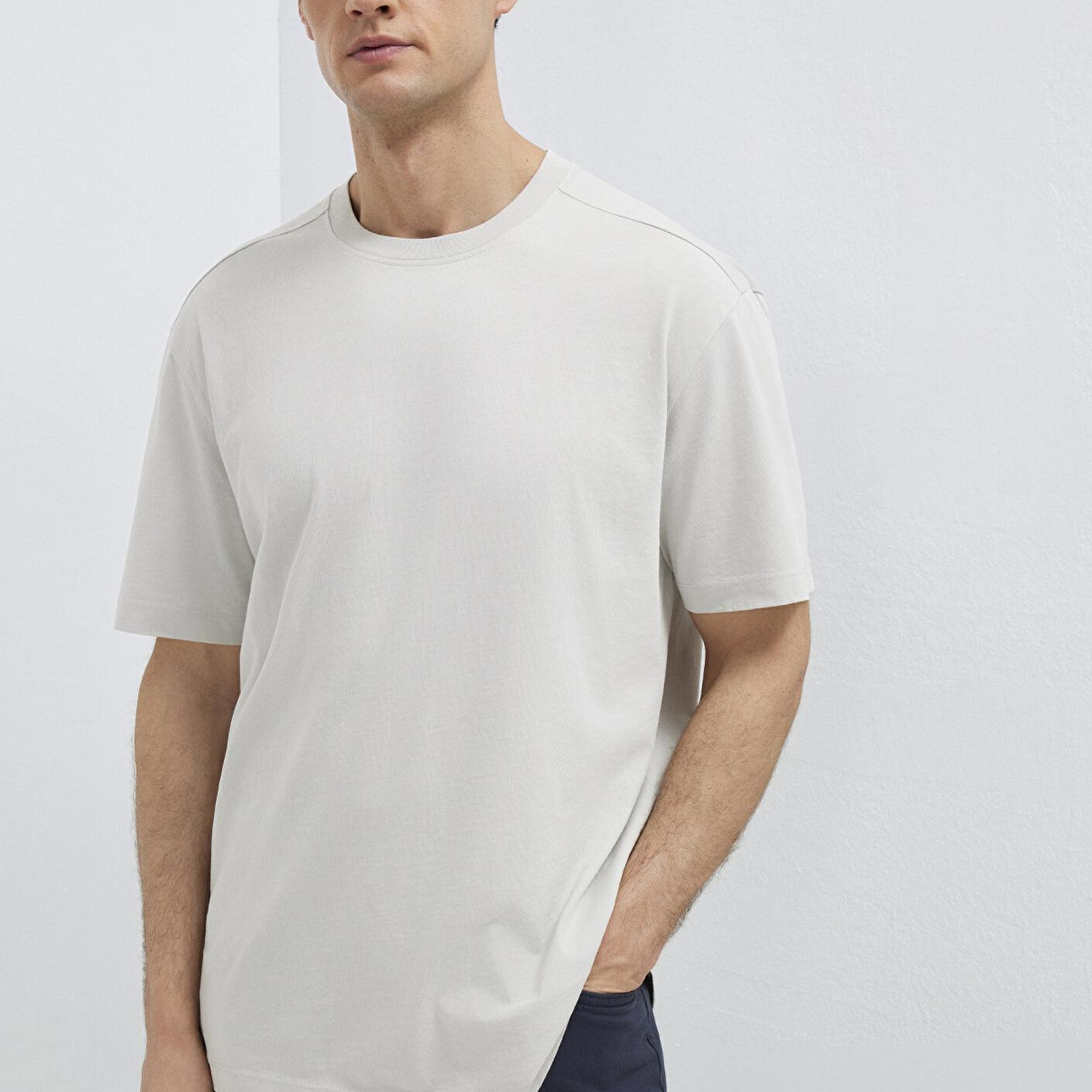 Mavi Gri Basic Tişört Loose Fit / Bol Rahat Kesim 0613466-70077