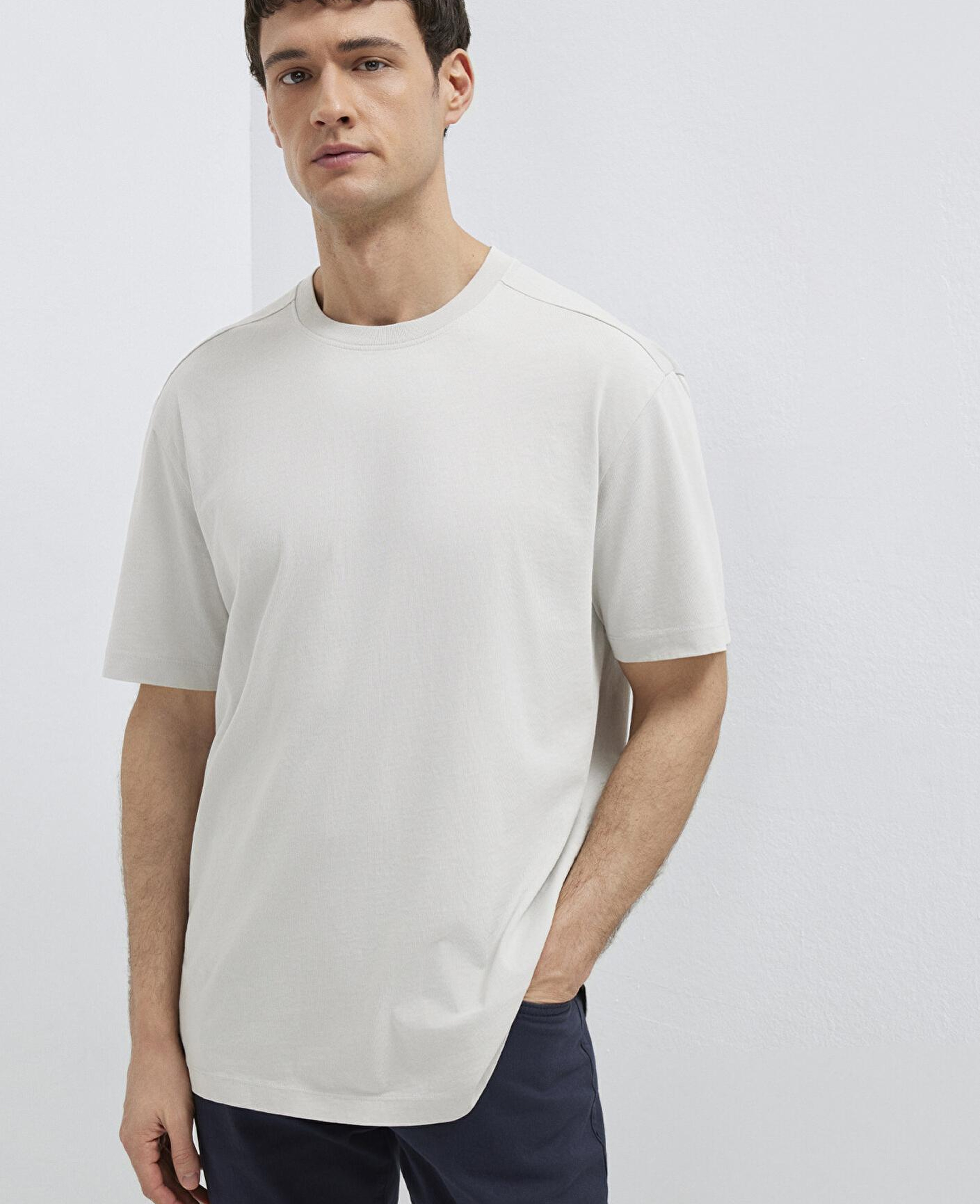 Mavi Gri Basic Tişört Loose Fit / Bol Rahat Kesim 0613466-70077