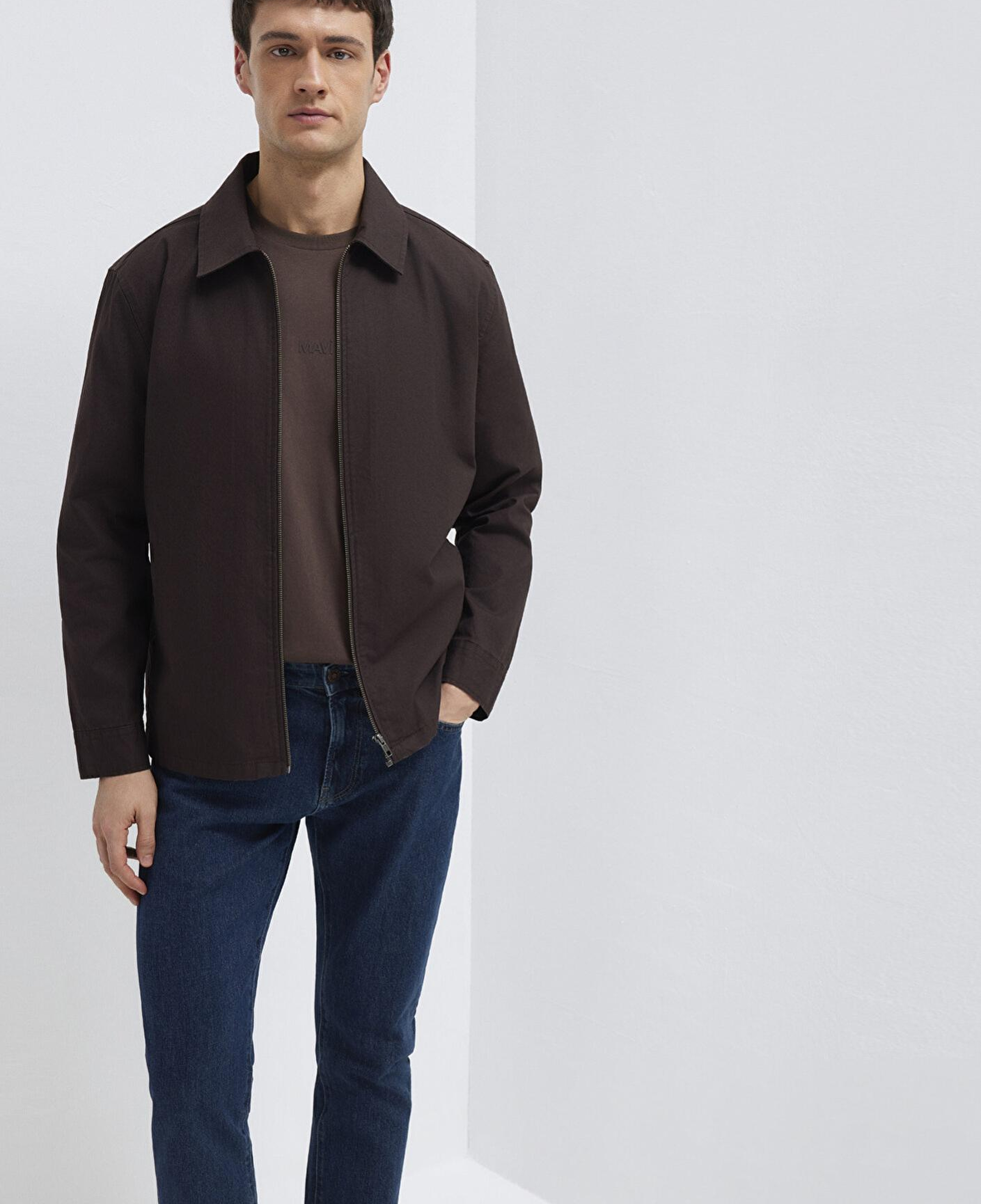 Mavi Kahverengi Gömlek Loose Fit / Bol Rahat Kesim 0212059-88615