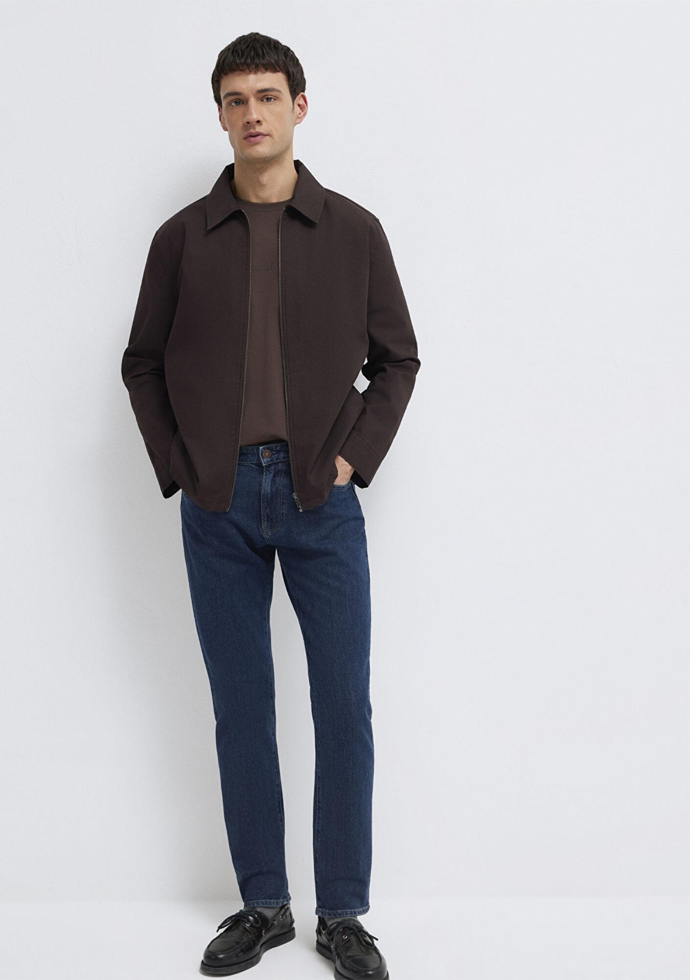 Mavi Kahverengi Gömlek Loose Fit / Bol Rahat Kesim 0212059-88615