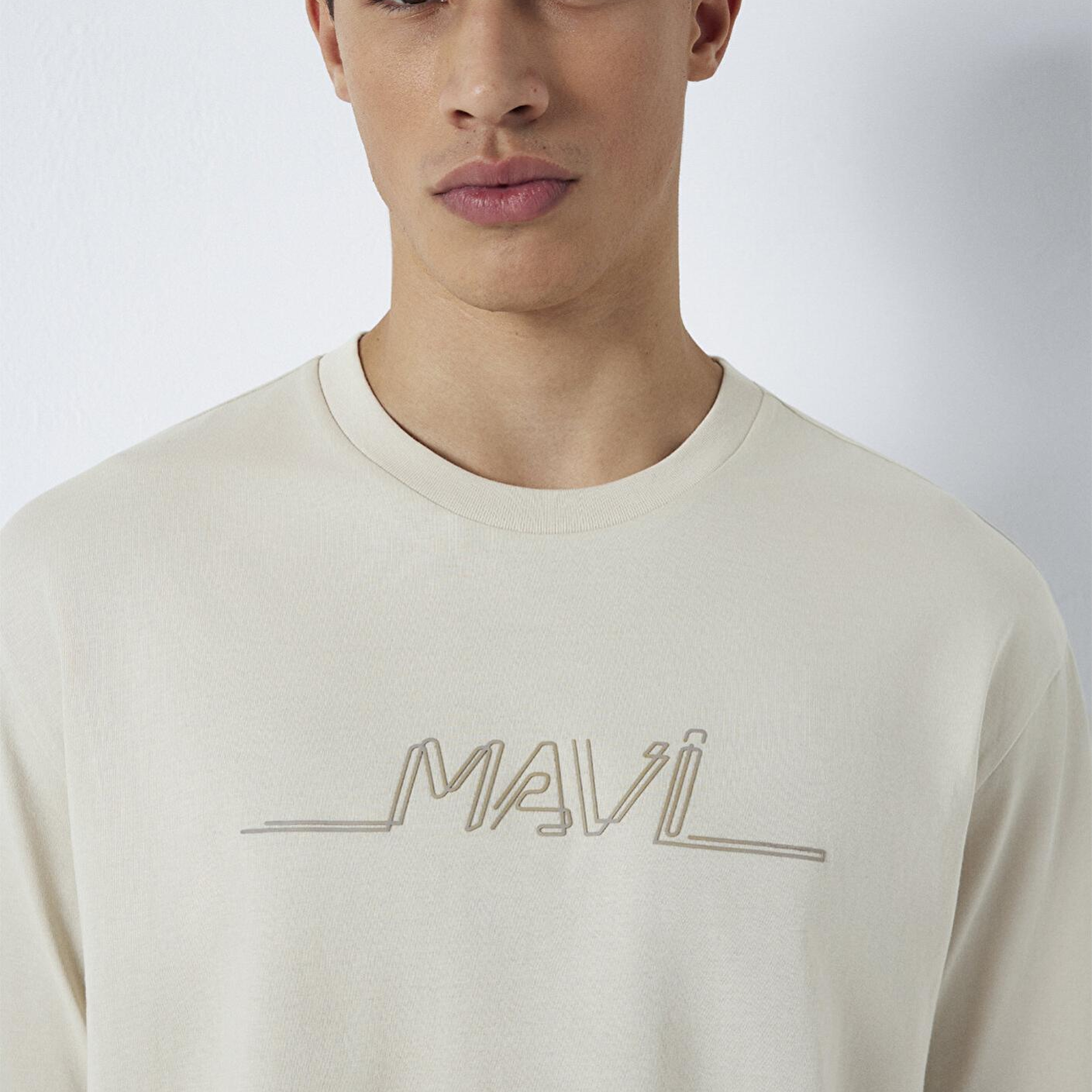 Mavi Mavi Baskılı Bej Tişört Loose Fit / Bol Rahat Kesim 0613128-70144