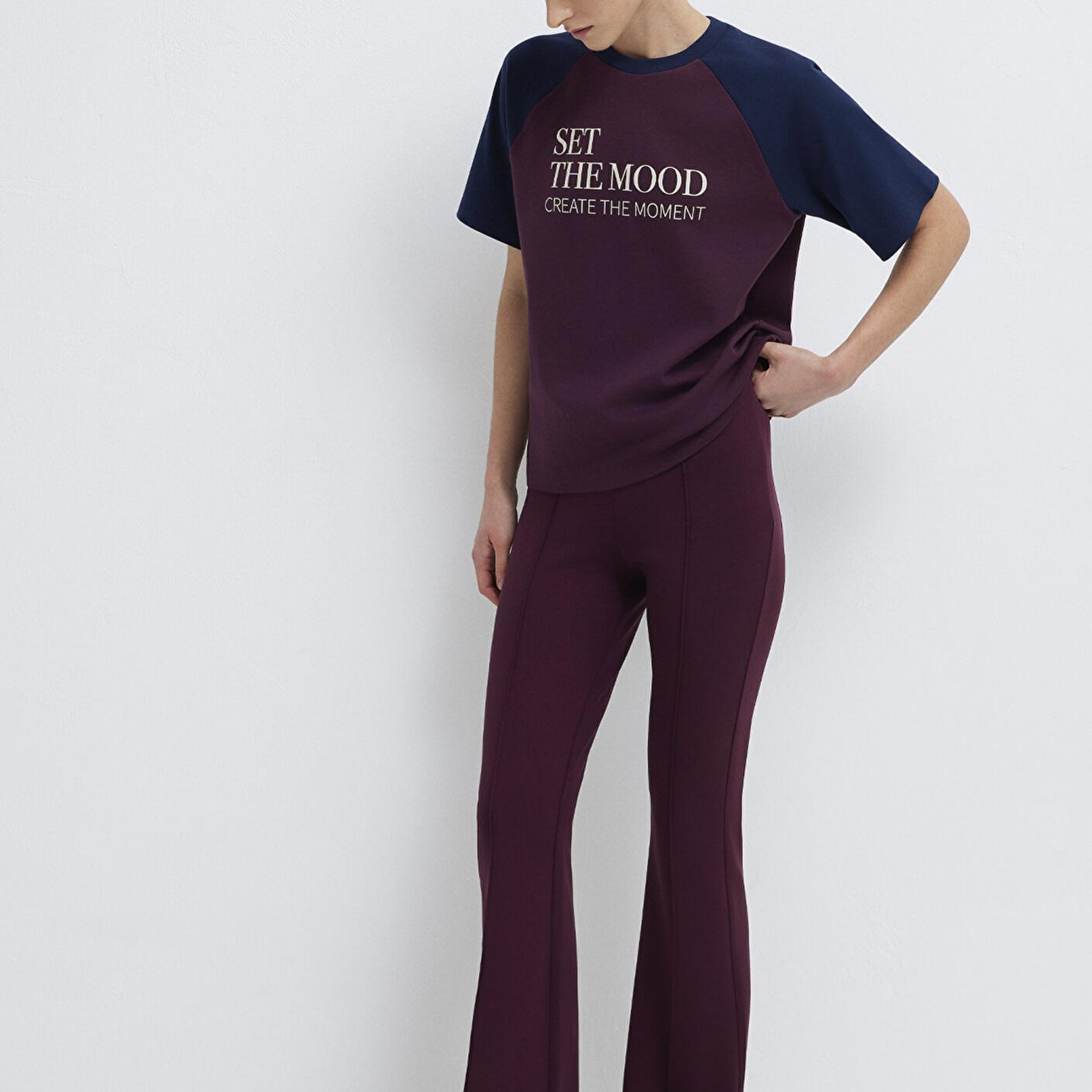 Mavi İspanyol Paça Bordo Eşofman Altı 1011175-70434