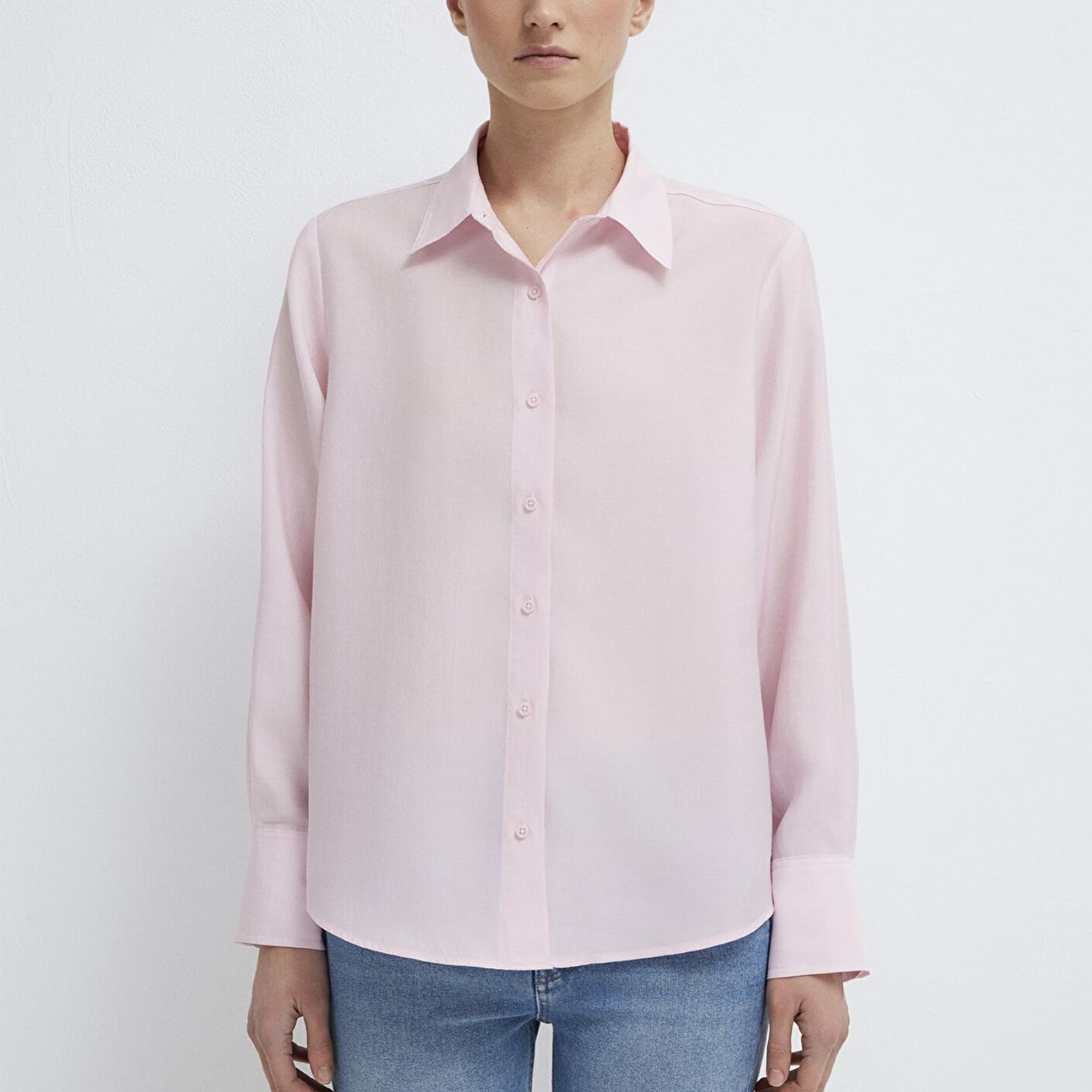 Mavi Pembe Tencel TM Liyosel Gömlek Loose Fit / Bol Rahat Kesim 1211373-91004