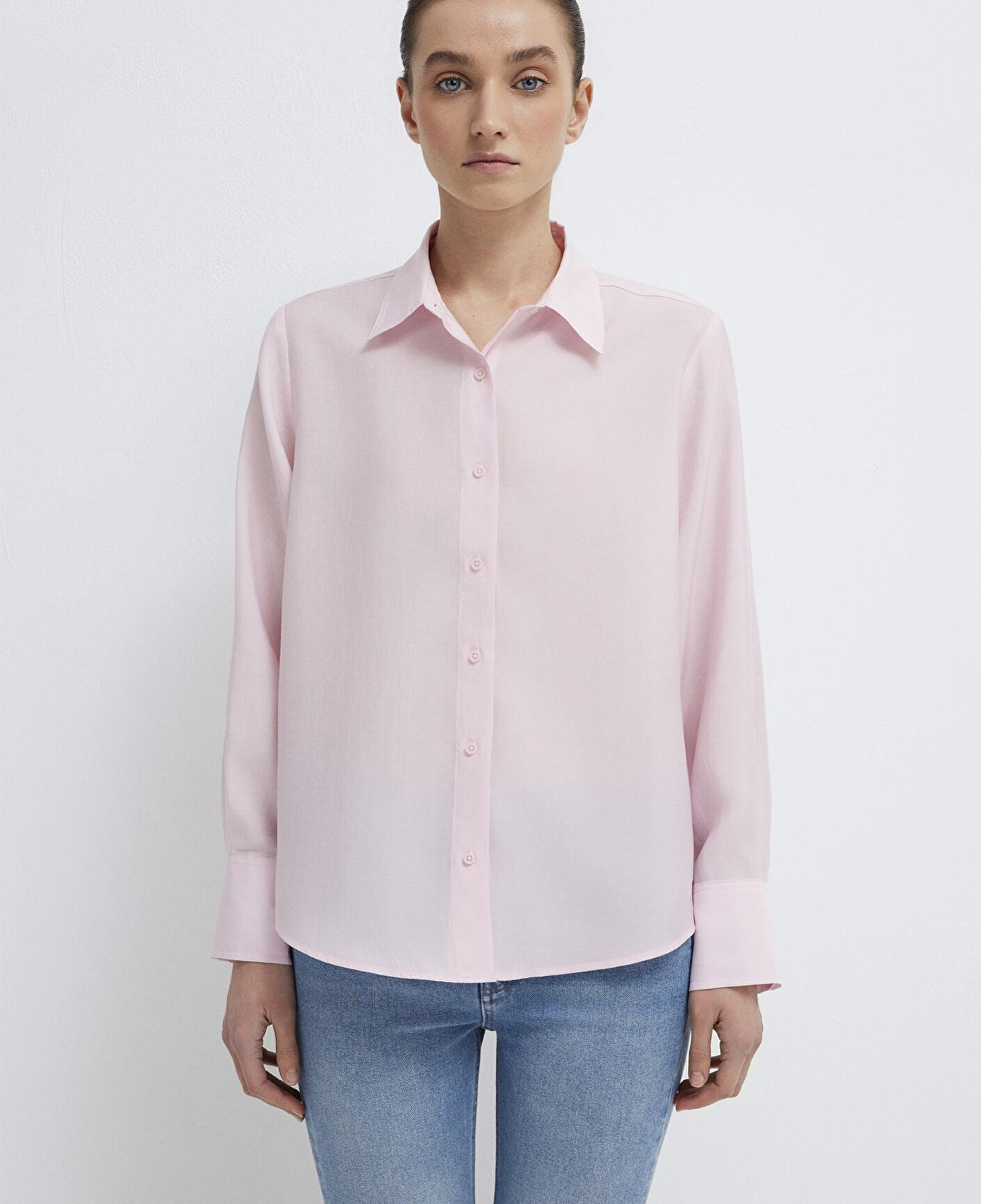 Mavi Pembe Tencel TM Liyosel Gömlek Loose Fit / Bol Rahat Kesim 1211373-91004