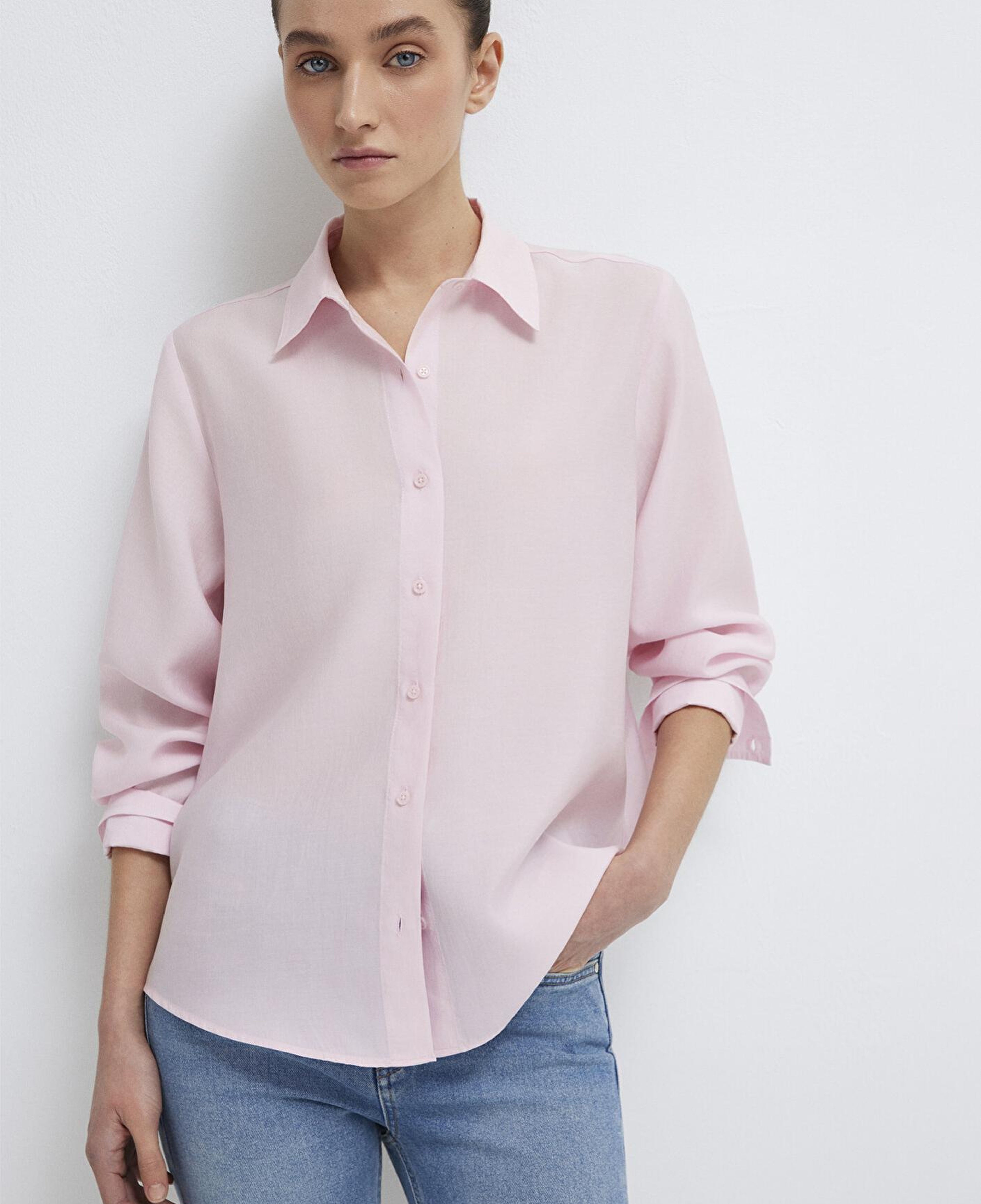 Mavi Pembe Tencel TM Liyosel Gömlek Loose Fit / Bol Rahat Kesim 1211373-91004