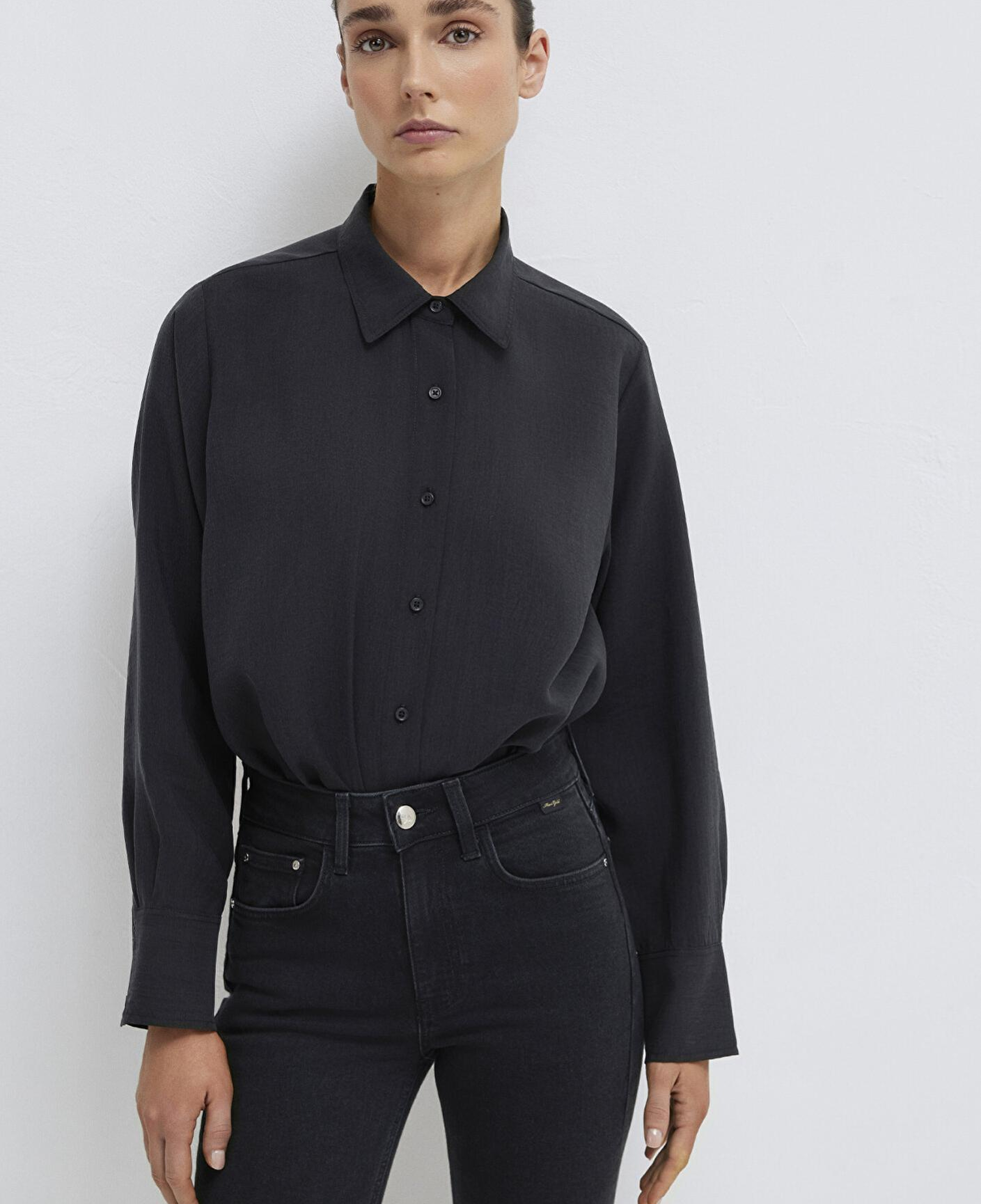 Mavi Siyah (TENCEL™) Gömlek Loose Fit / Bol Rahat Kesim 1211373-900