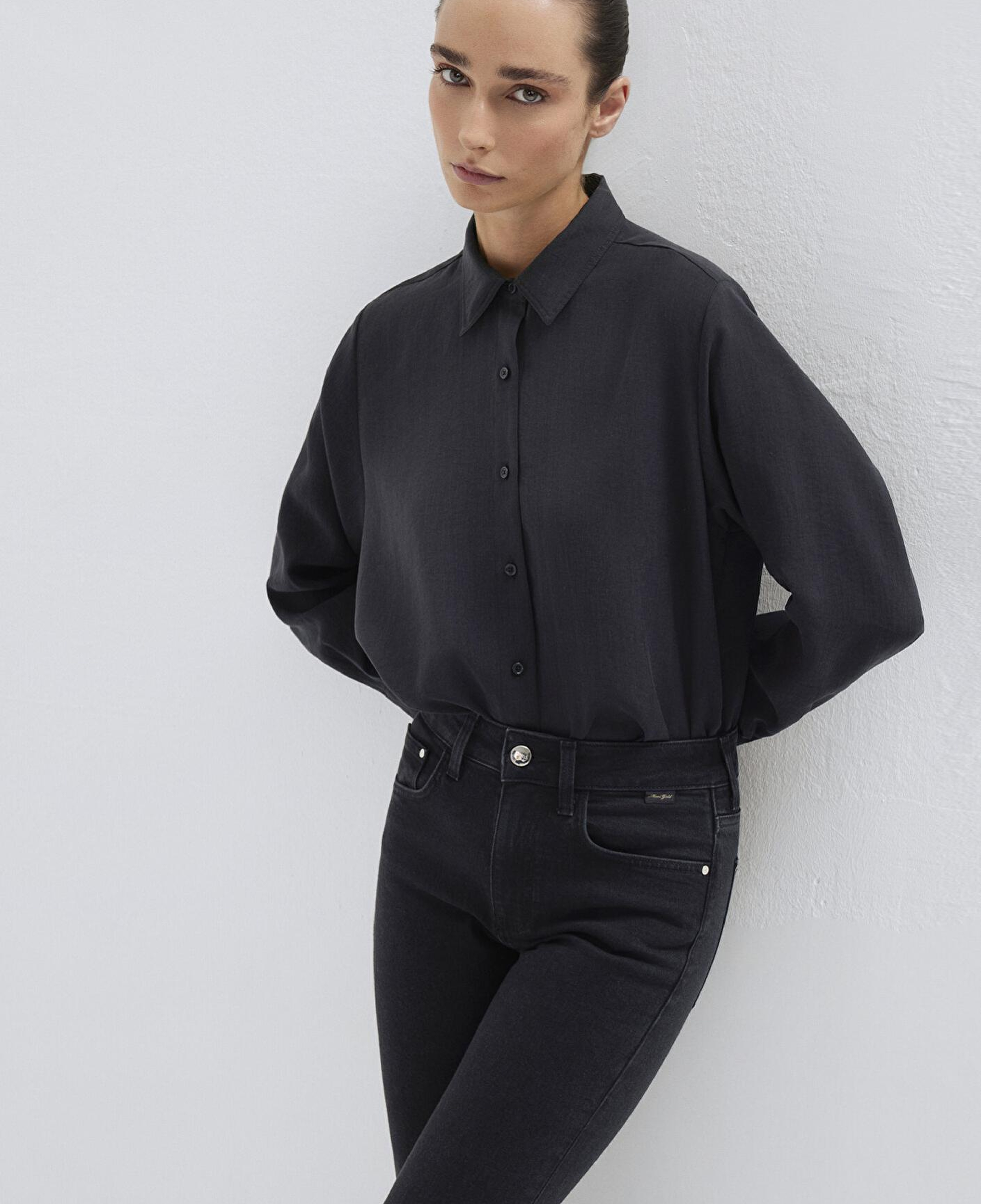 Mavi Siyah (TENCEL™) Gömlek Loose Fit / Bol Rahat Kesim 1211373-900