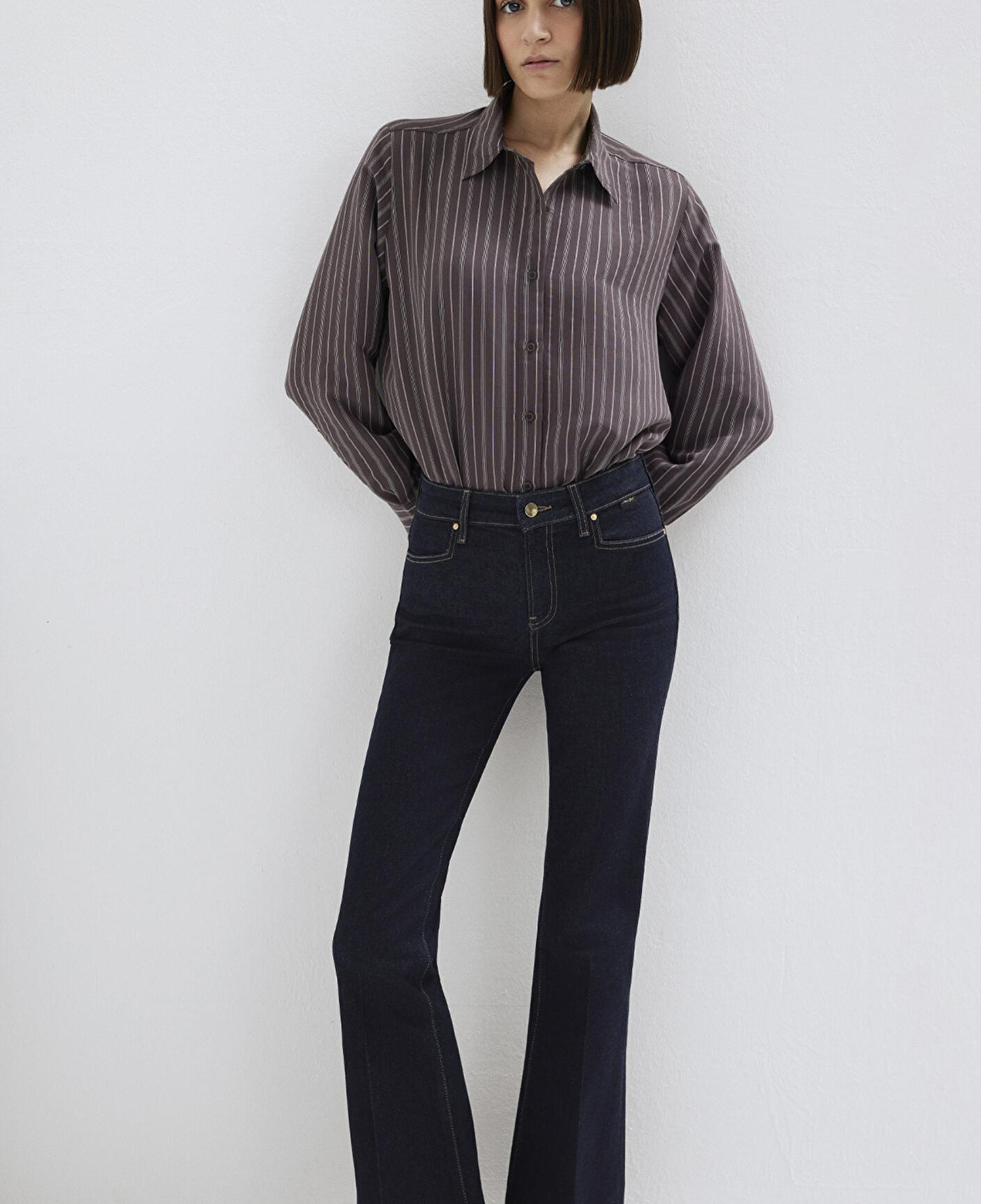 Mavi Mor (TENCEL™) Liyosel Gömlek Loose Fit / Bol Rahat Kesim 1211373-91534