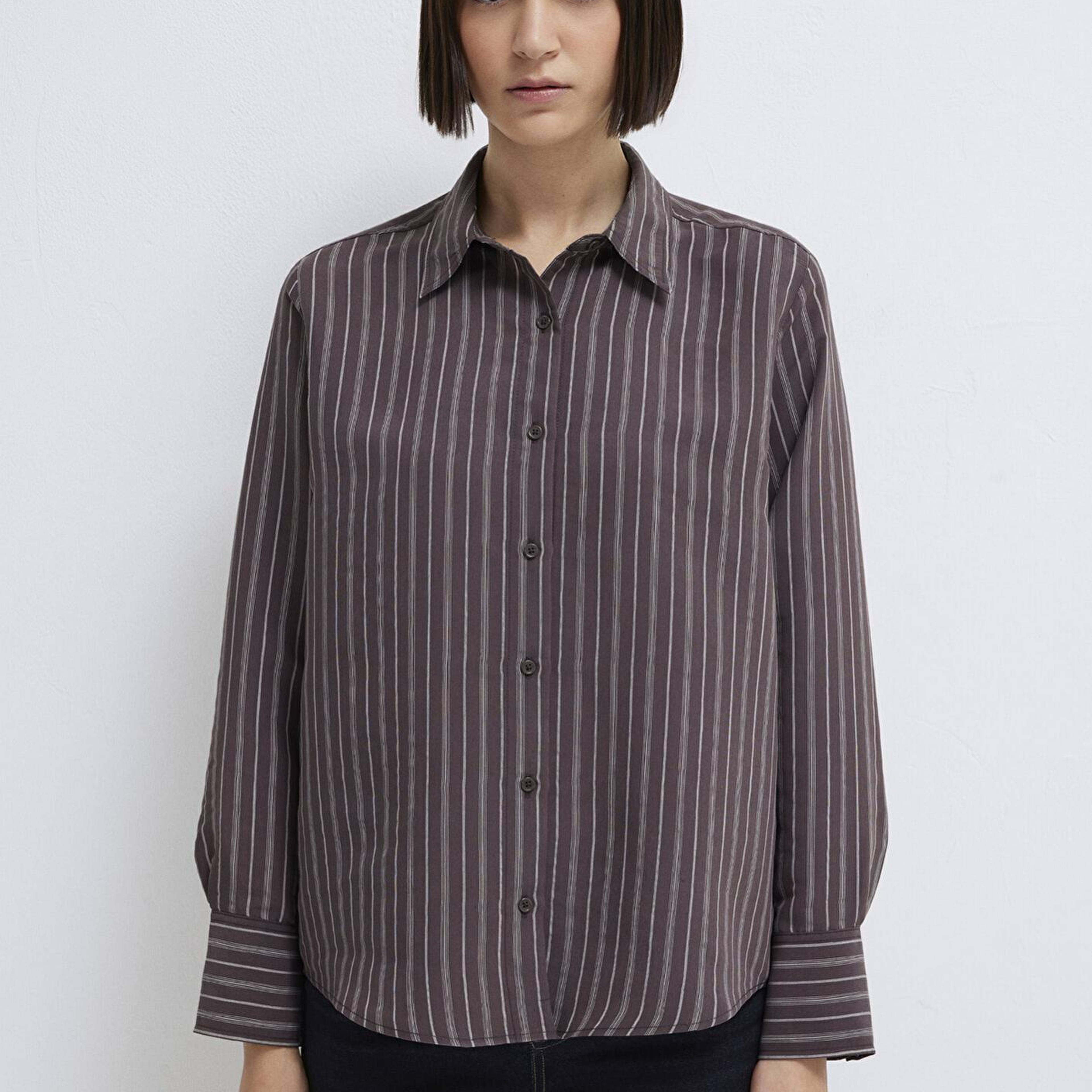 Mavi Mor (TENCEL™) Liyosel Gömlek Loose Fit / Bol Rahat Kesim 1211373-91534