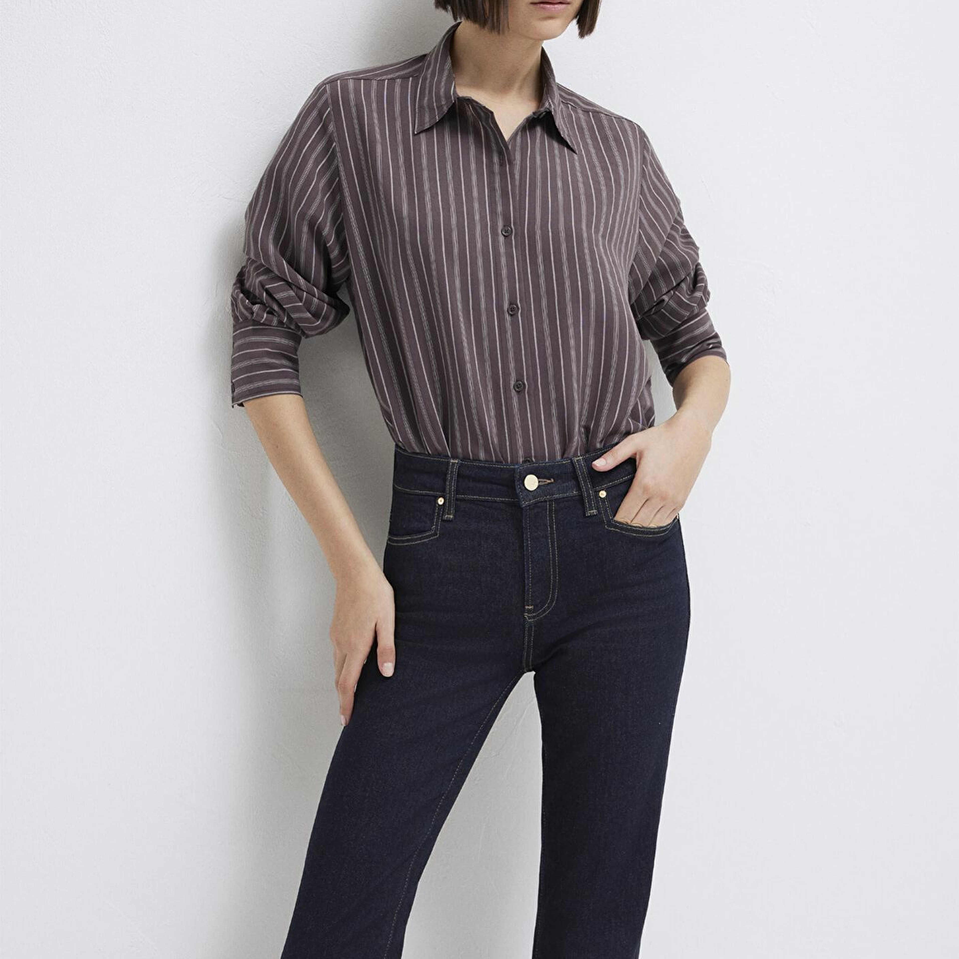 Mavi Mor (TENCEL™) Liyosel Gömlek Loose Fit / Bol Rahat Kesim 1211373-91534